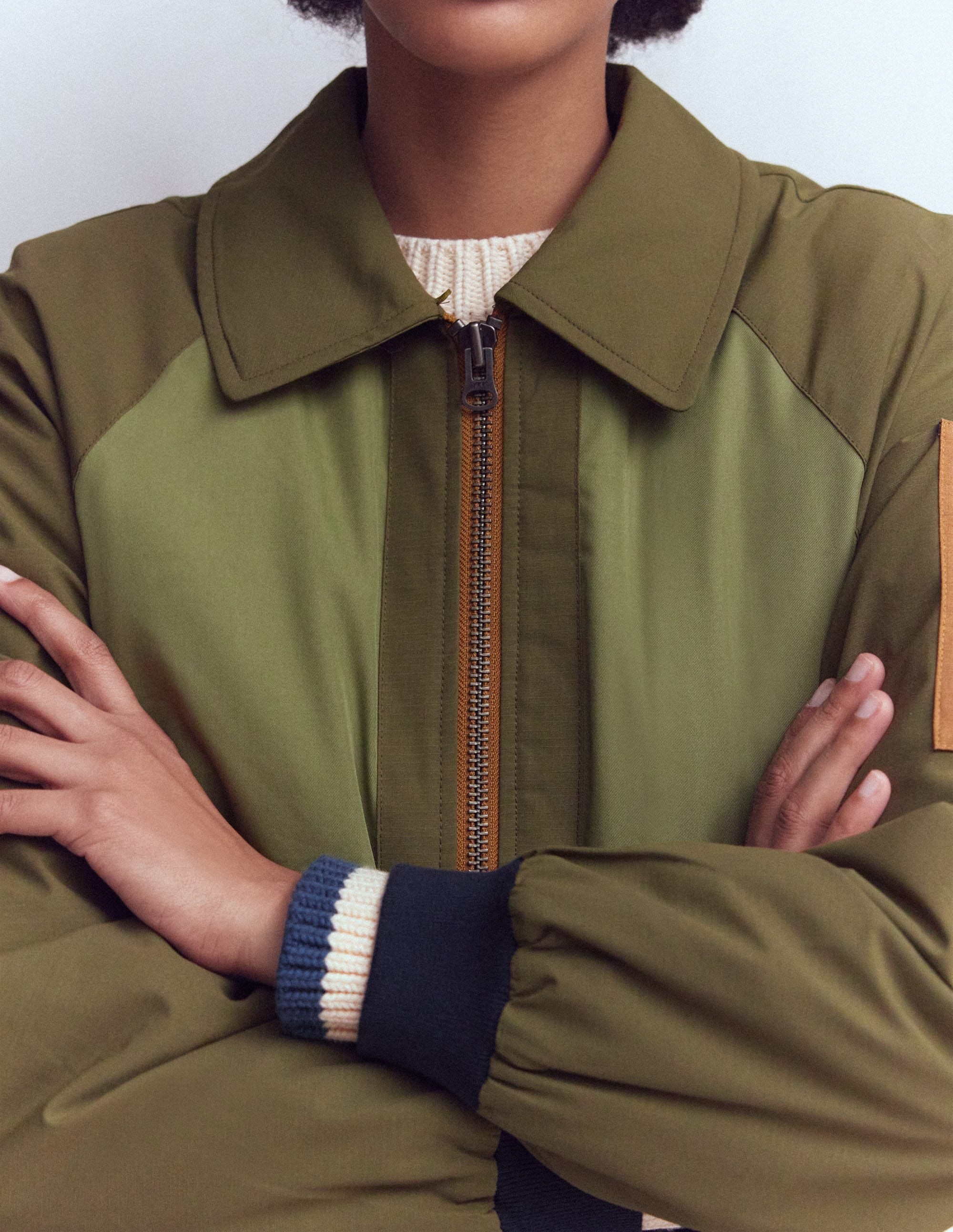Borg Detail Bomber Jacket-Woodland Green | Boden USA