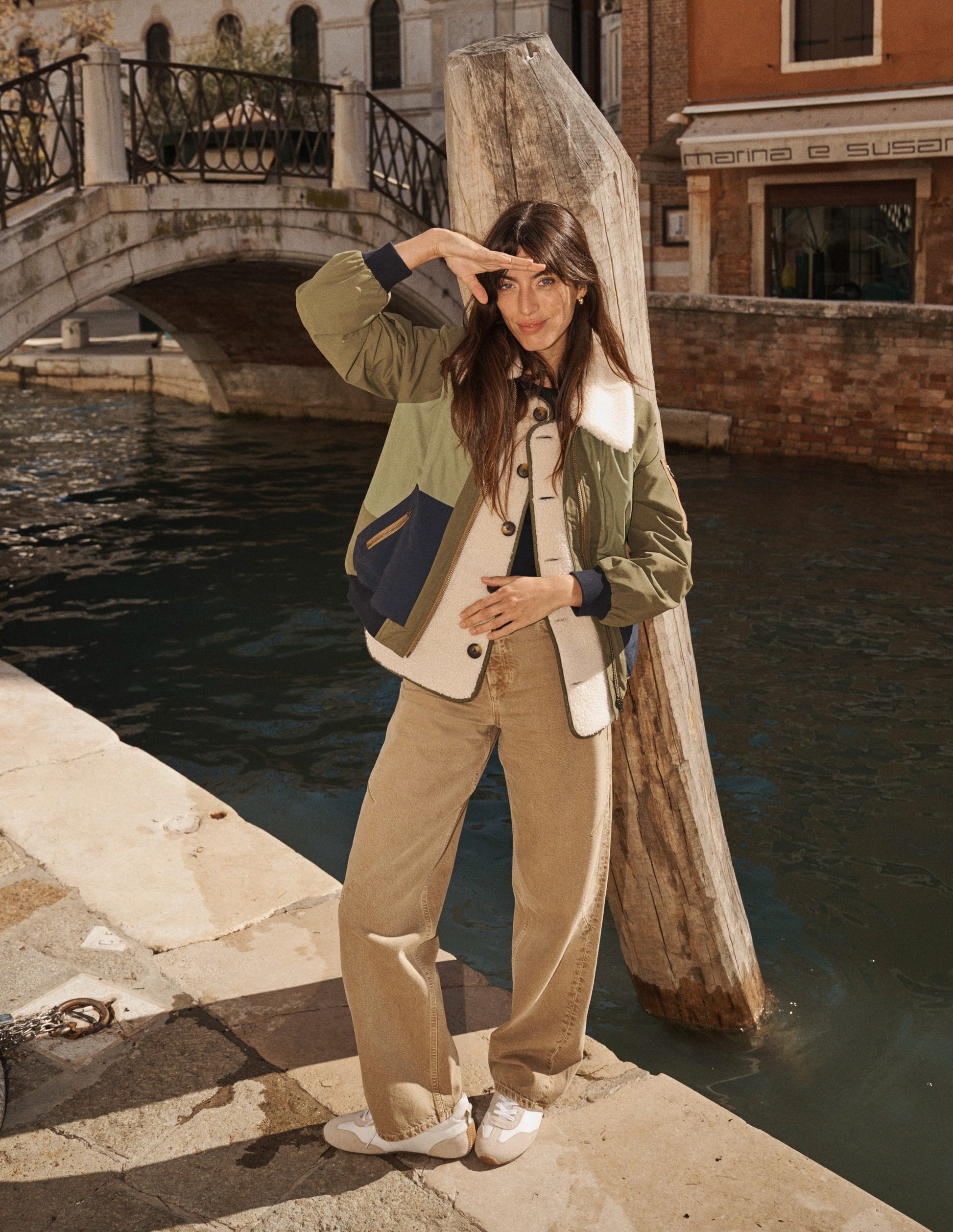 Borg Detail Bomber Jacket-Woodland Green-1