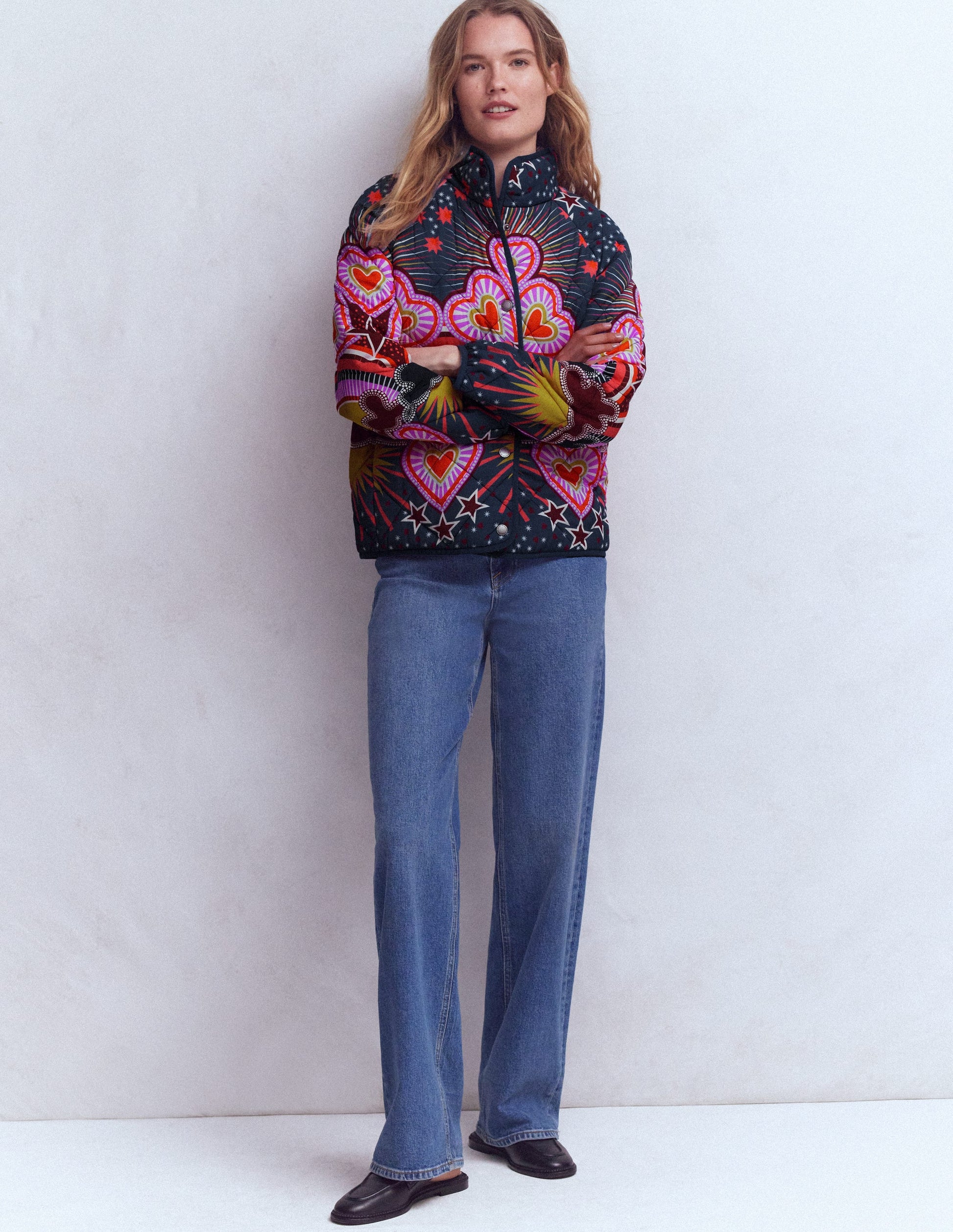 Printed Quilted Jacket-Multi, Conversational-1