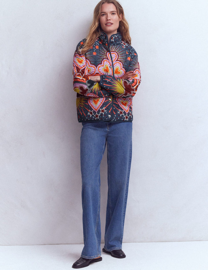 Printed Quilted Jacket-Multi, Conversational