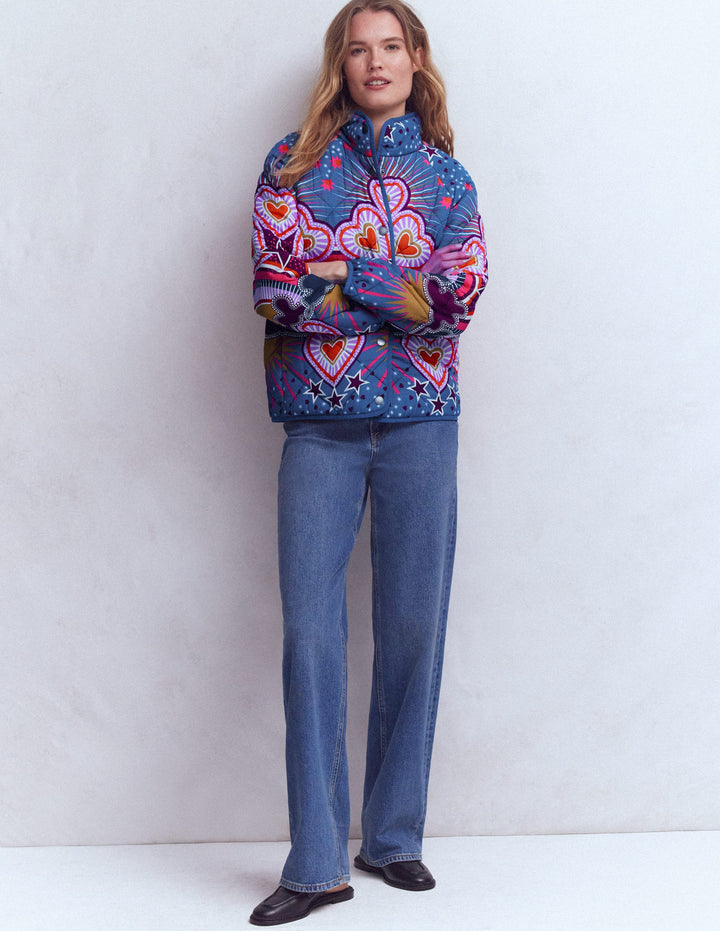 Printed Quilted Jacket-Multi, Conversational