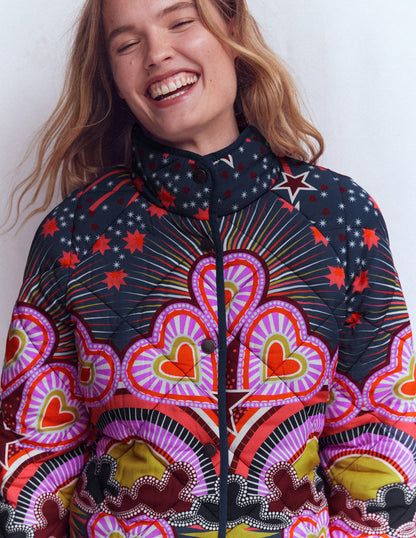 Printed Quilted Jacket-Multi, Conversational-2