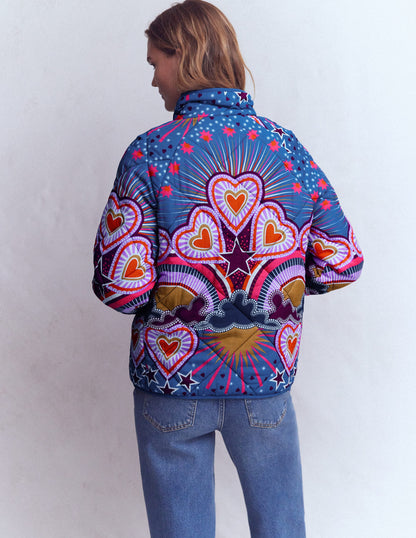 Printed Quilted Jacket-Multi, Conversational-3