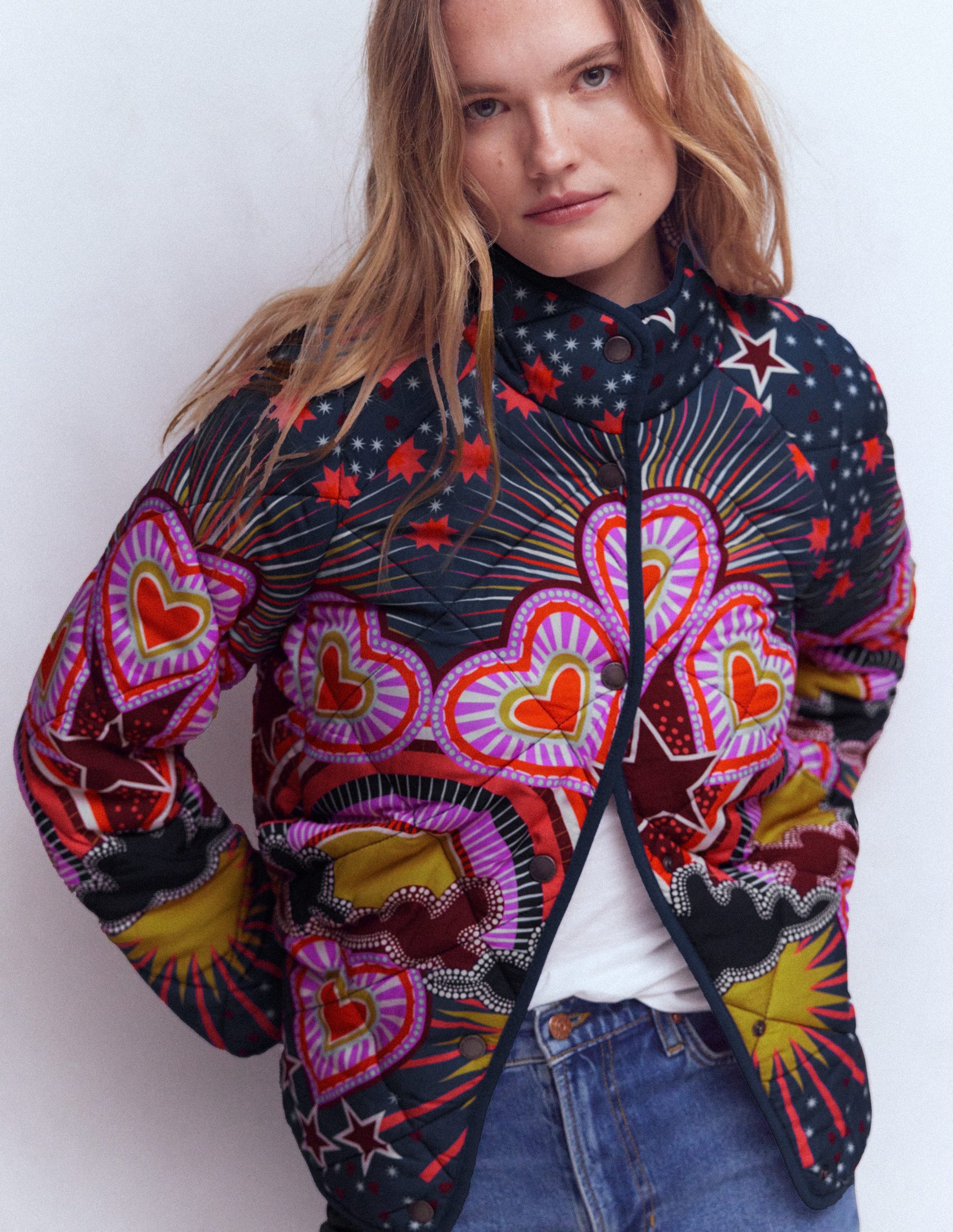Printed Quilted Jacket-Multi, Conversational-4
