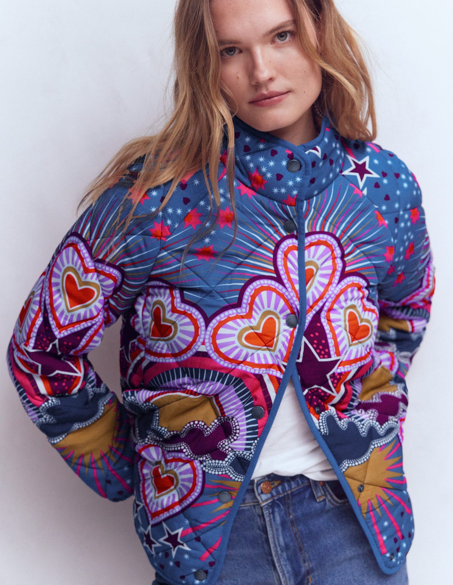 Printed Quilted Jacket-Multi, Conversational