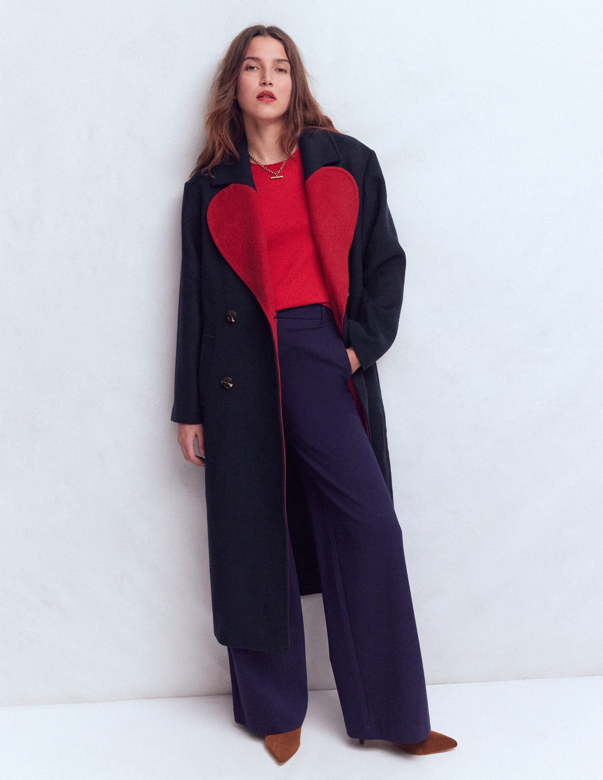 Cocoon Wool Coat - Navy Heart | Boden USA