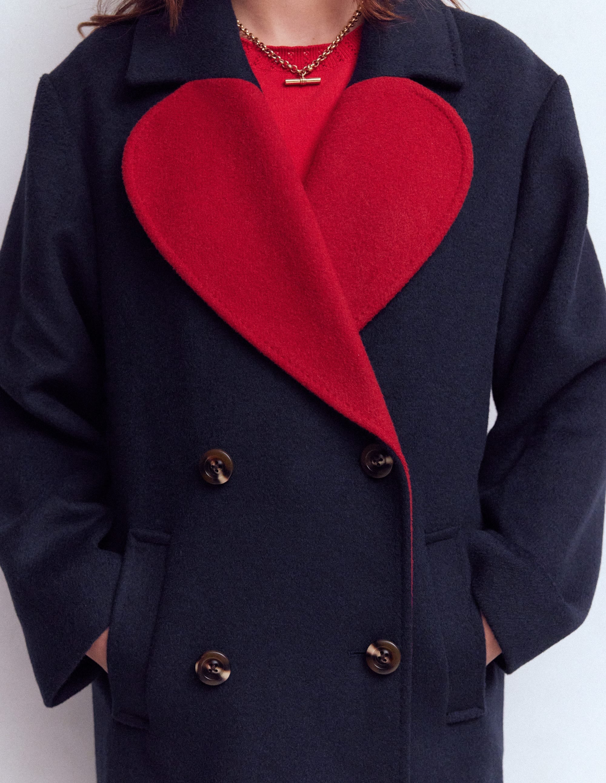 Cocoon Wool Coat-Navy Heart - Image 2