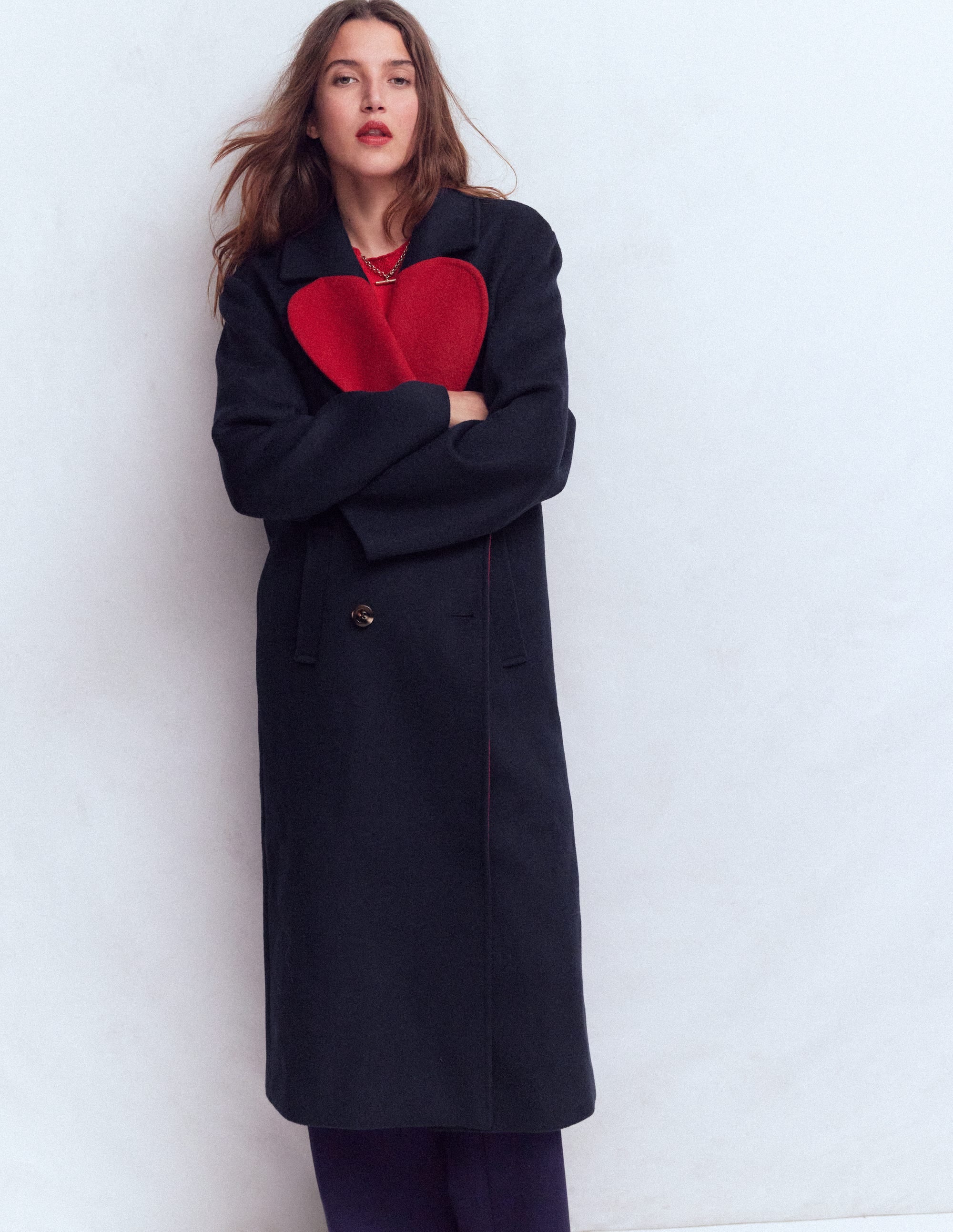 Cocoon Wool Coat - Navy Heart | Boden USA