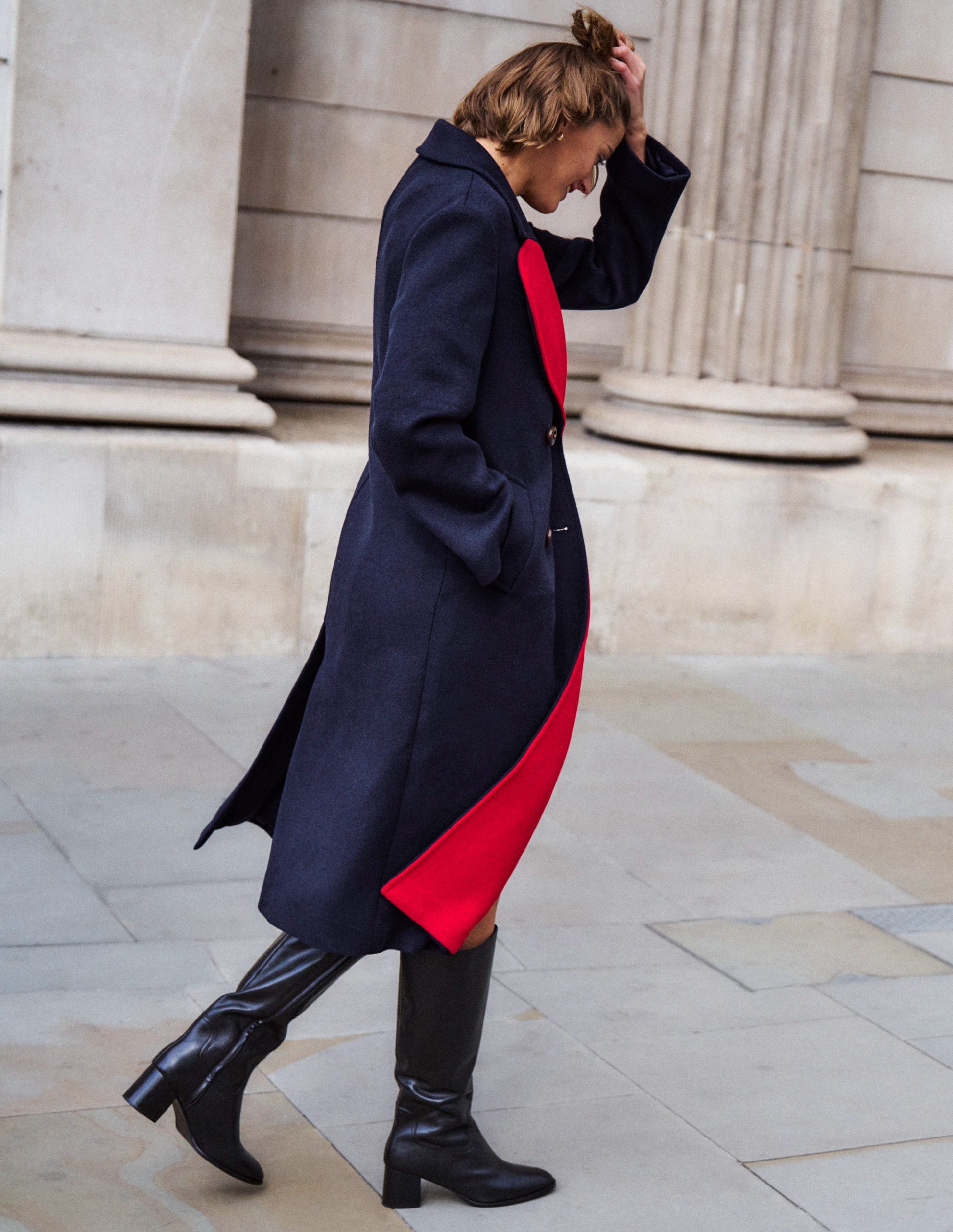 Cocoon Wool Coat-Navy Heart-2