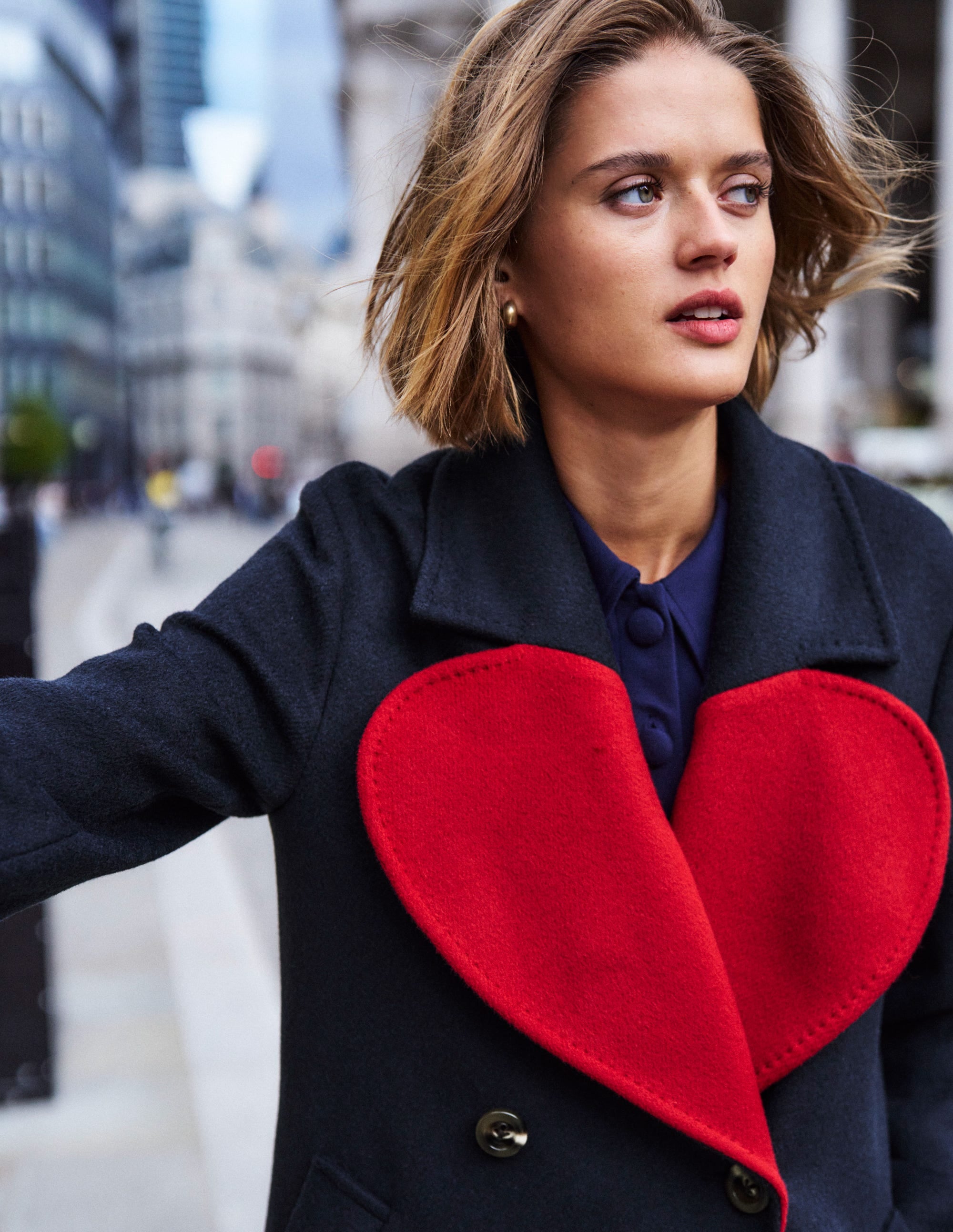 Cocoon Wool Coat - Navy Heart | Boden USA