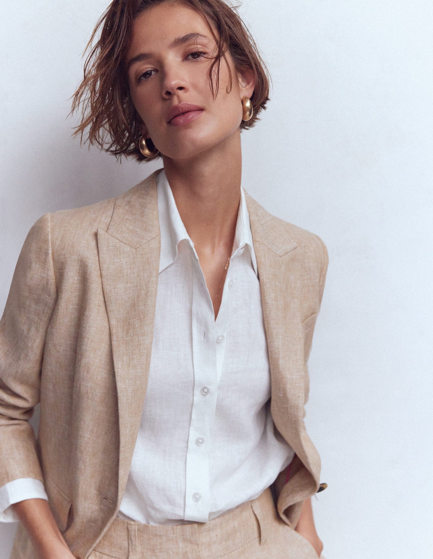 Woodbridge Linen Blazer-Amphora, Chambray