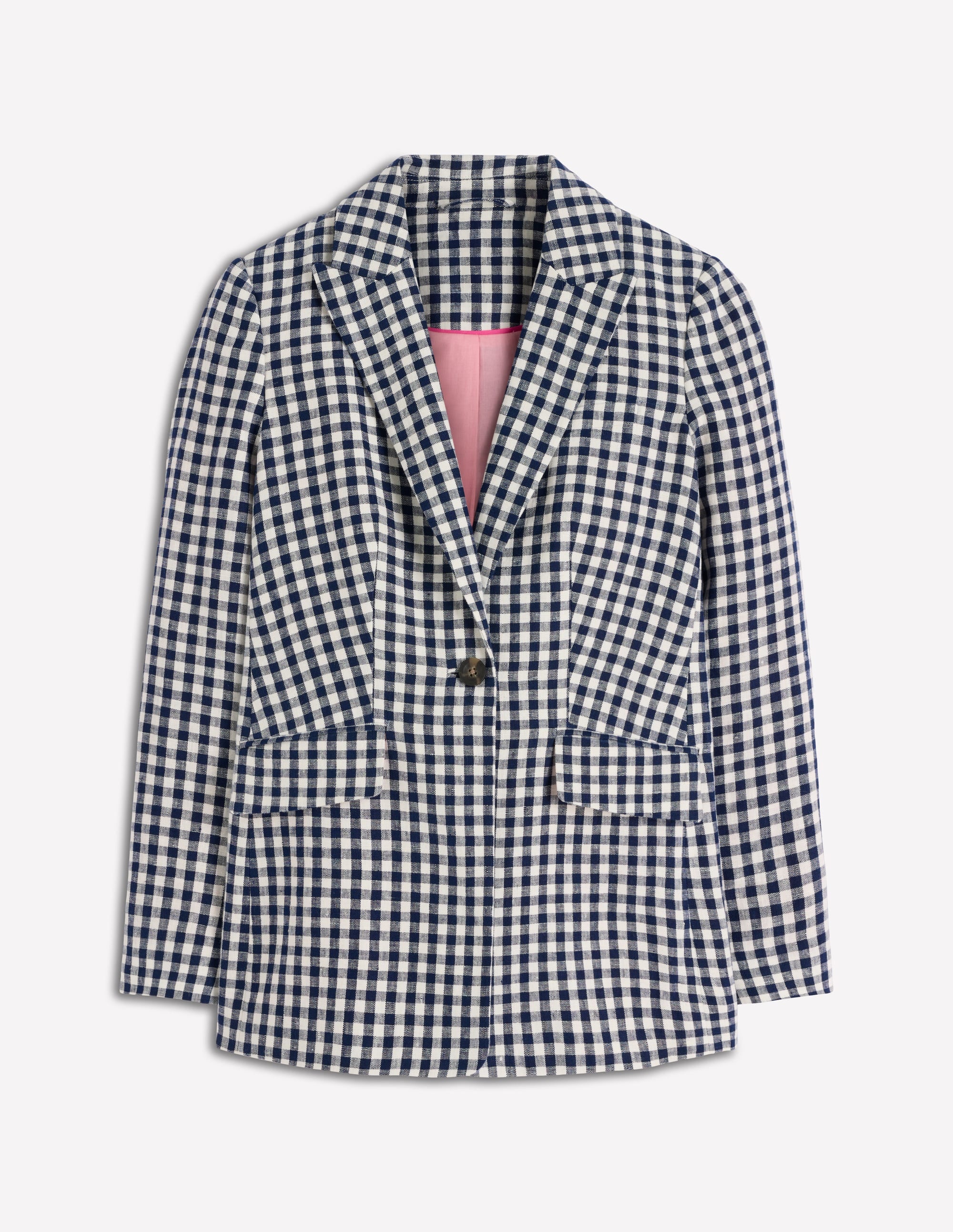 Woodbridge Linen Blazer-Navy, Ivory Gingham - Image 6