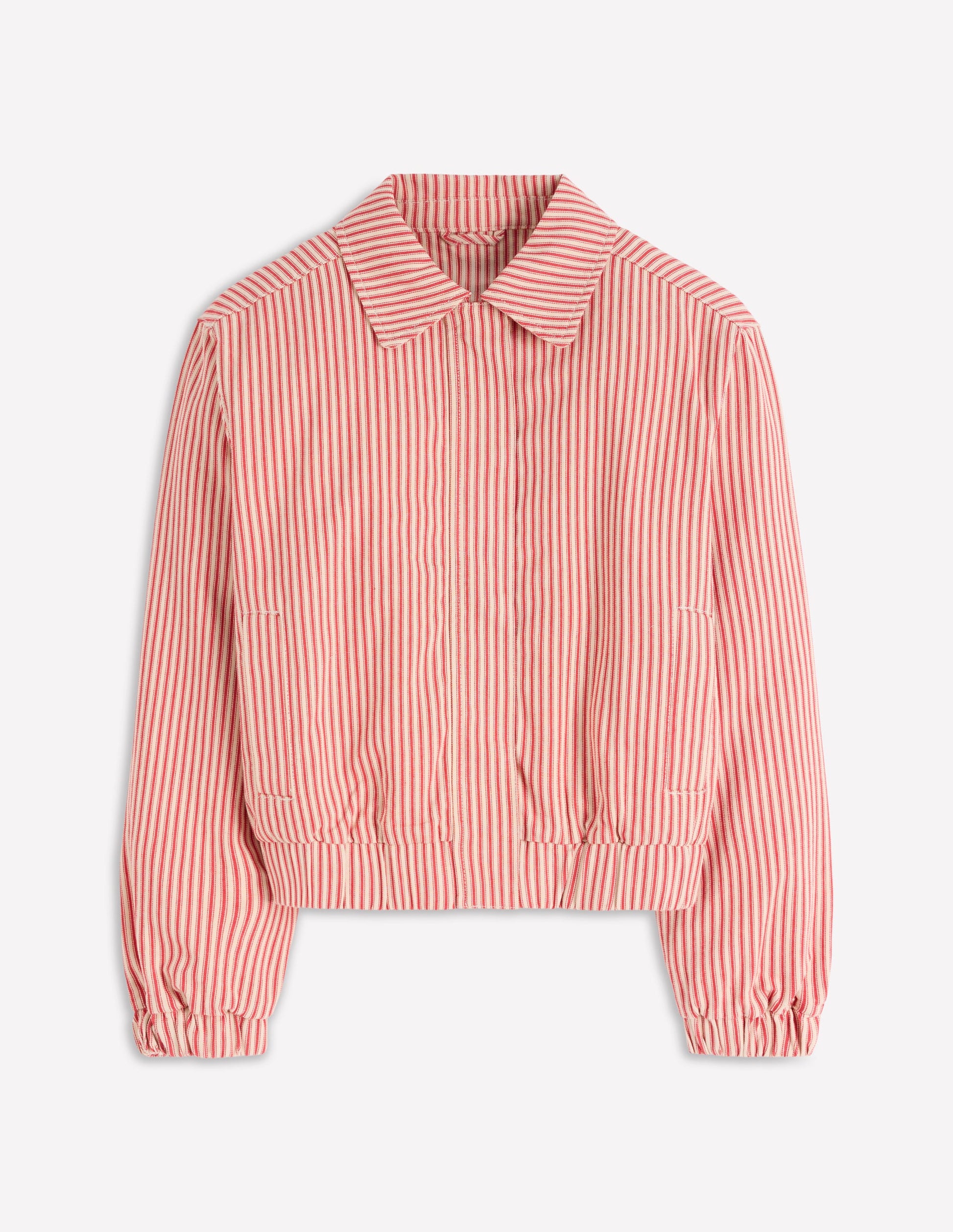 Casual Harrington Jacket-Red Tram Stripe-7