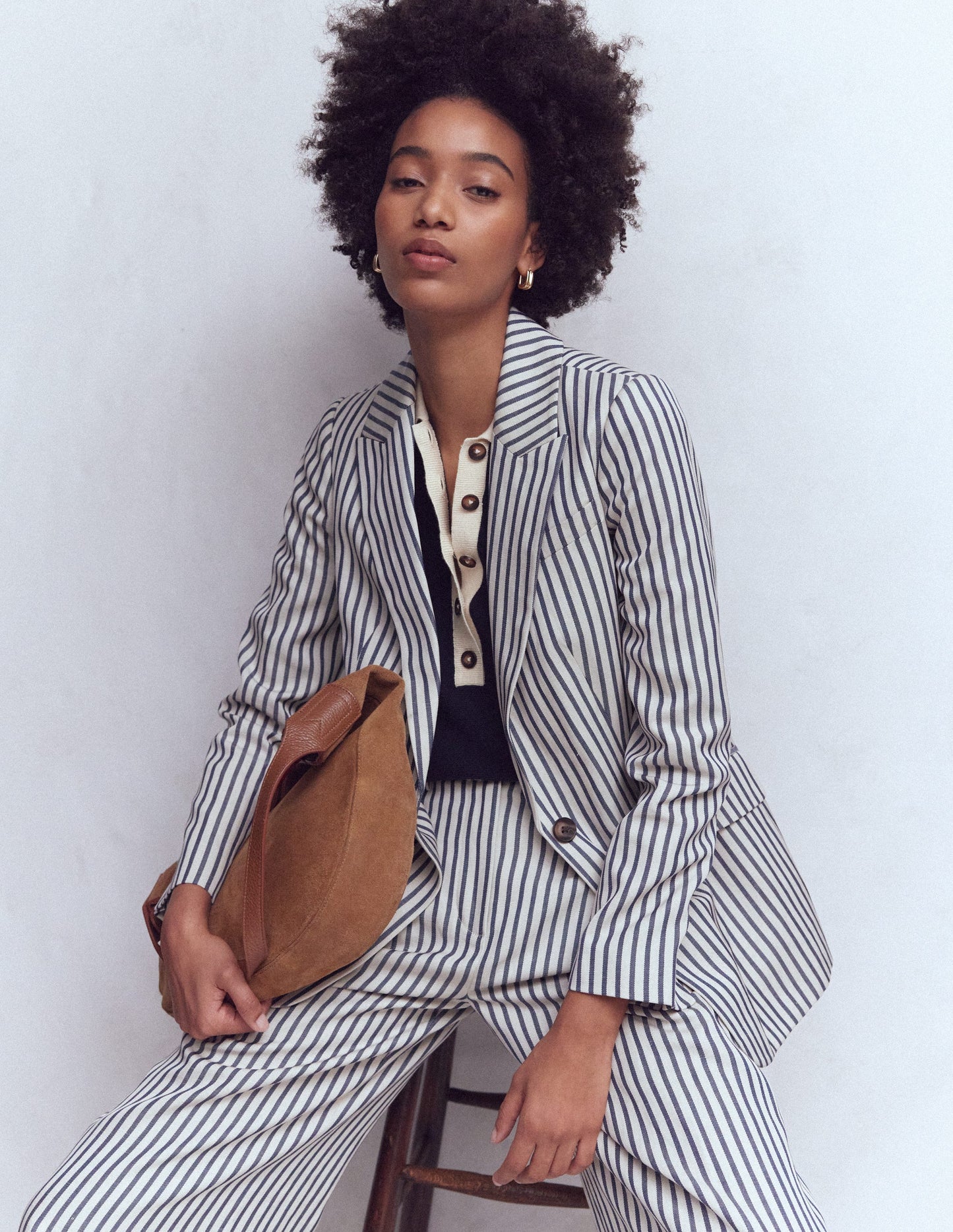 Woodbridge Relaxed Blazer-Blue and Ivory Stripe