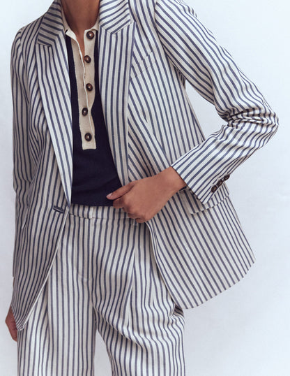 Woodbridge Relaxed Blazer-Blue and Ivory Stripe-3