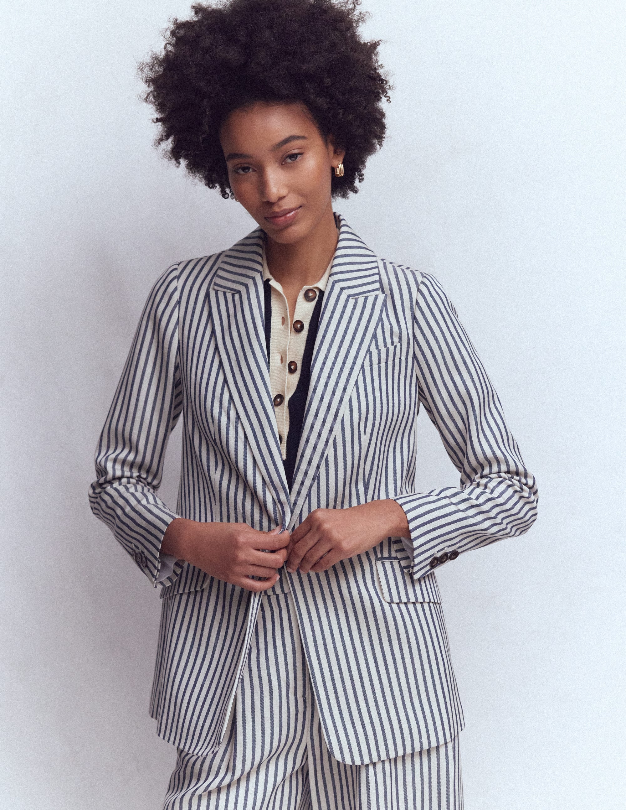 Woodbridge Relaxed Blazer-Blue and Ivory Stripe - Image 4