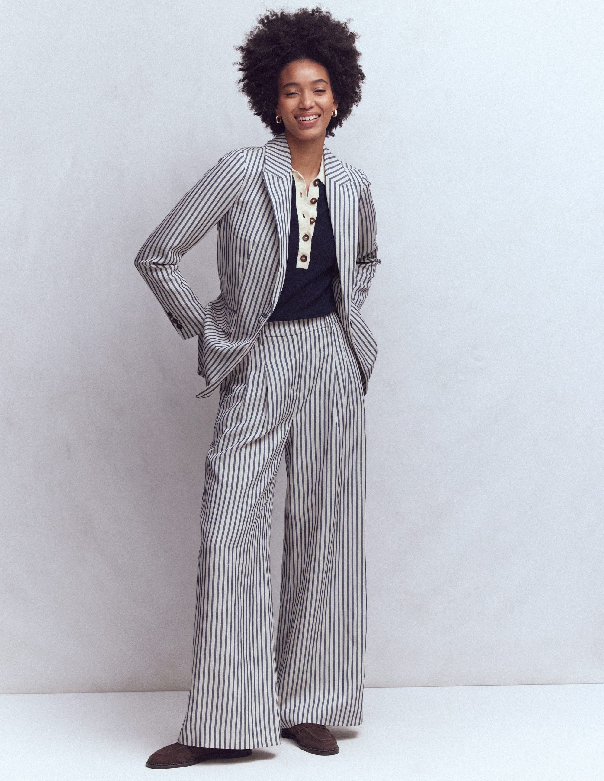 Woodbridge Relaxed Blazer - Blue and Ivory Stripe | Boden USA