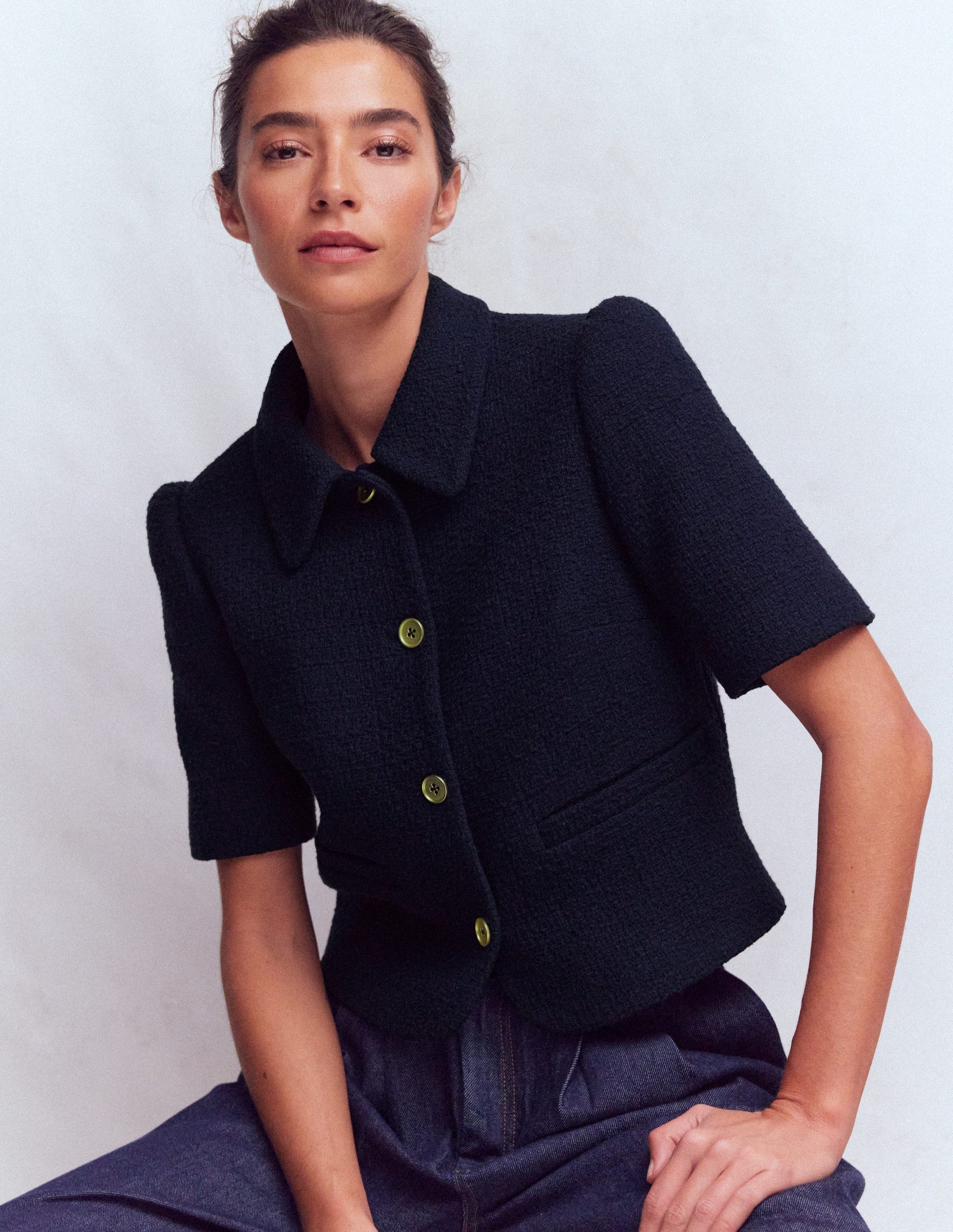 short sleeve dress jackets Kelly Green Short Puff Sleeve Jacket - All Outerwear