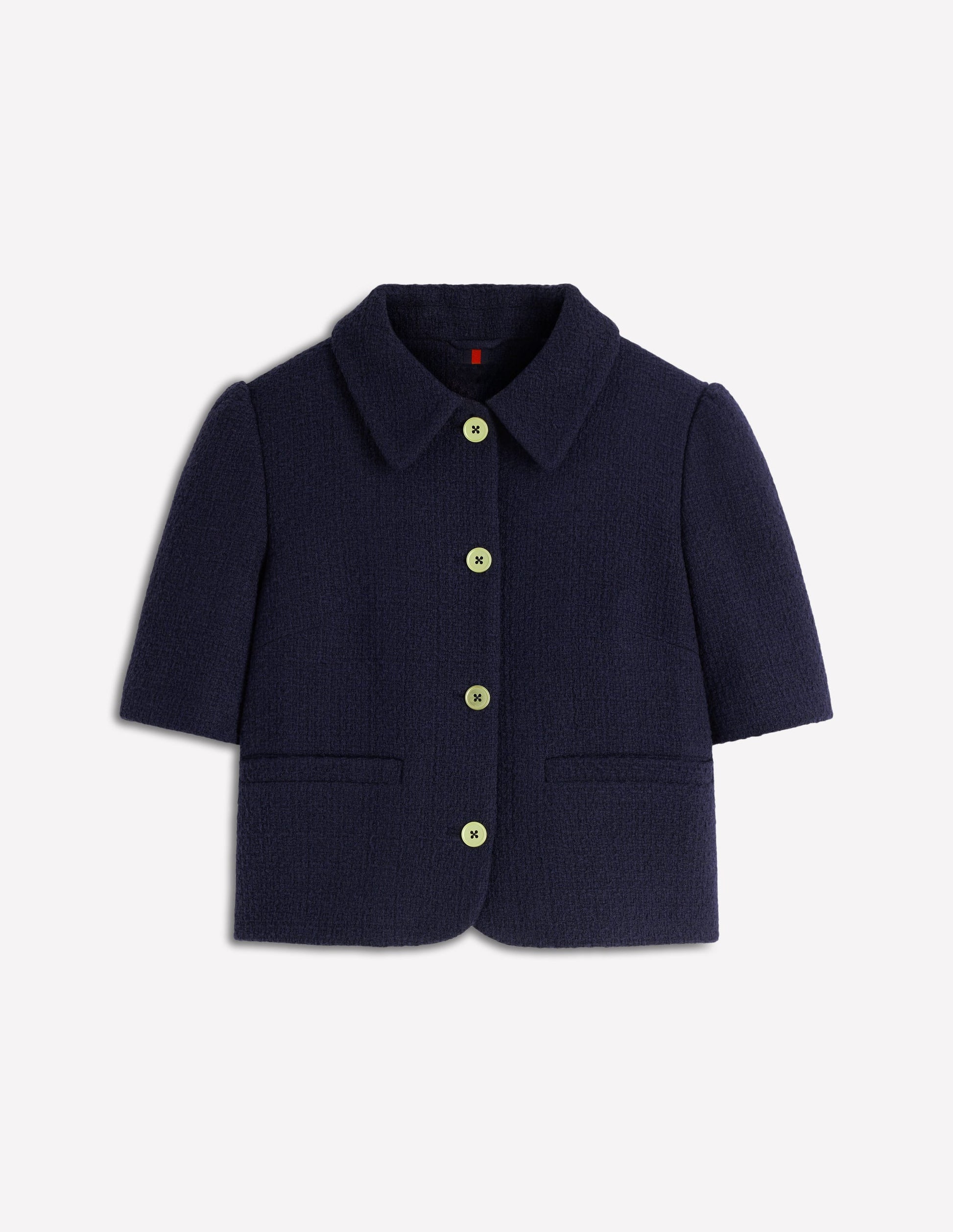 Short Sleeve Textured Jacket-Navy-5