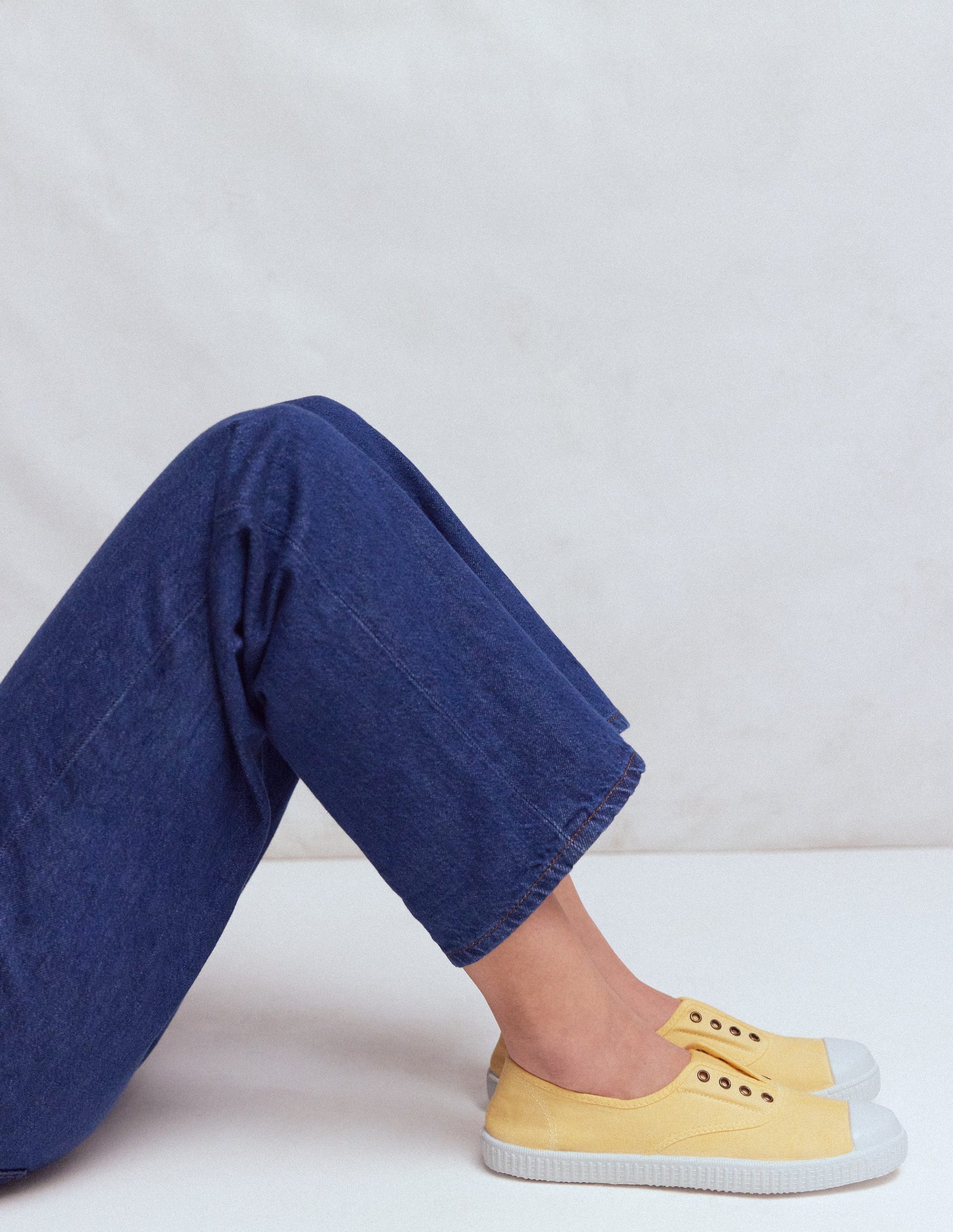 Laceless Canvas Plimsoll-Buttercream-2