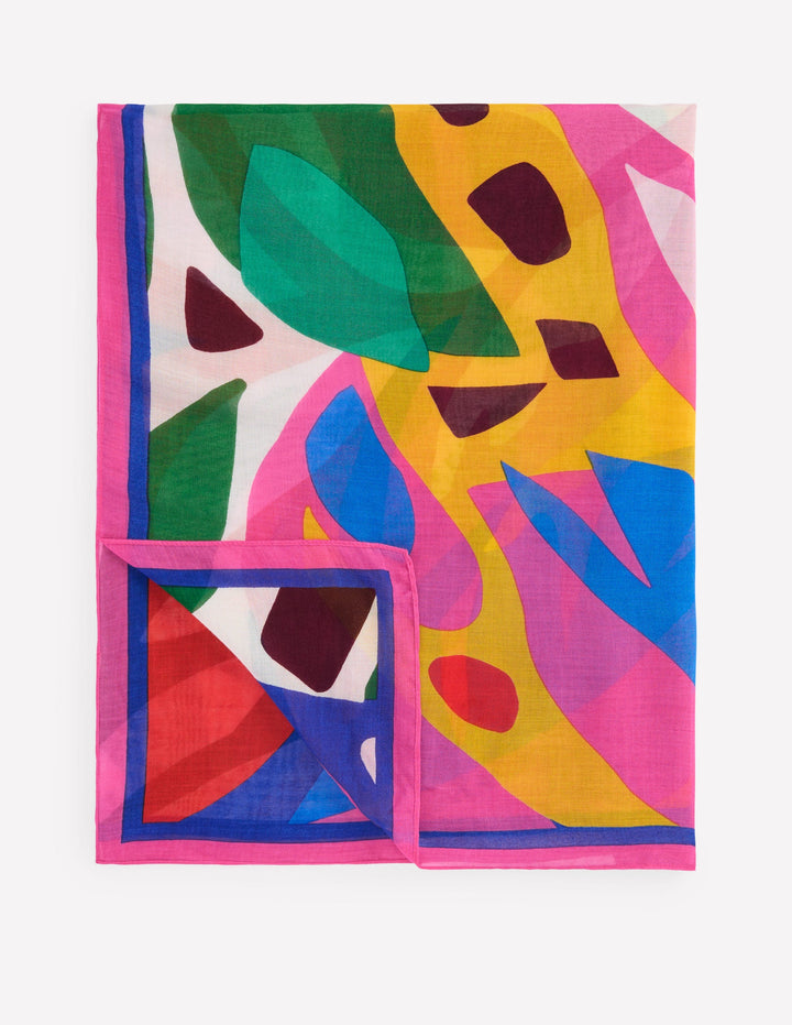 Printed Sarong Scarf-Multi, Leafy Cascade