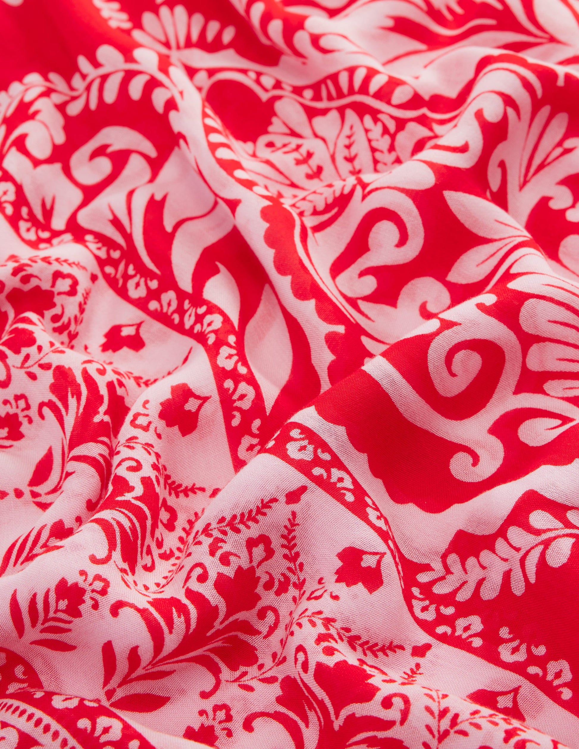 Printed Sarong Scarf-Poppy Red, Ornamental Garden-3