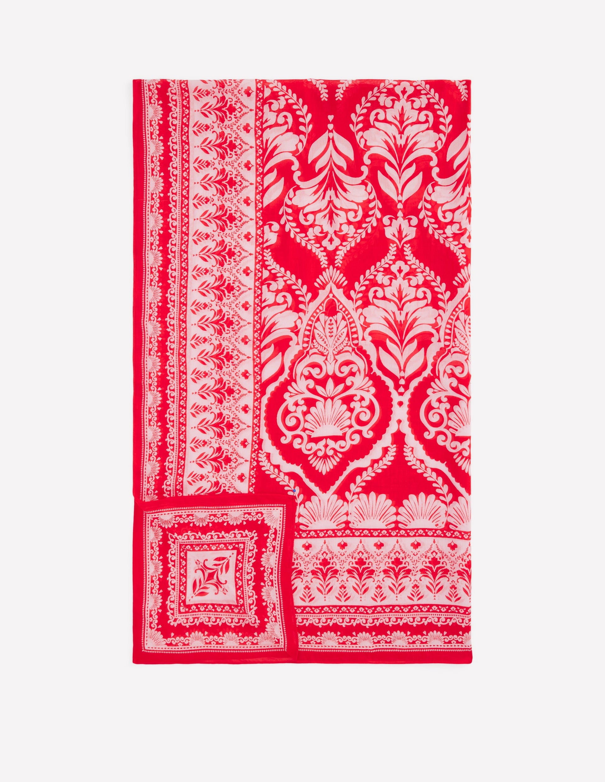 Printed Sarong Scarf-Poppy Red, Ornamental Garden-1