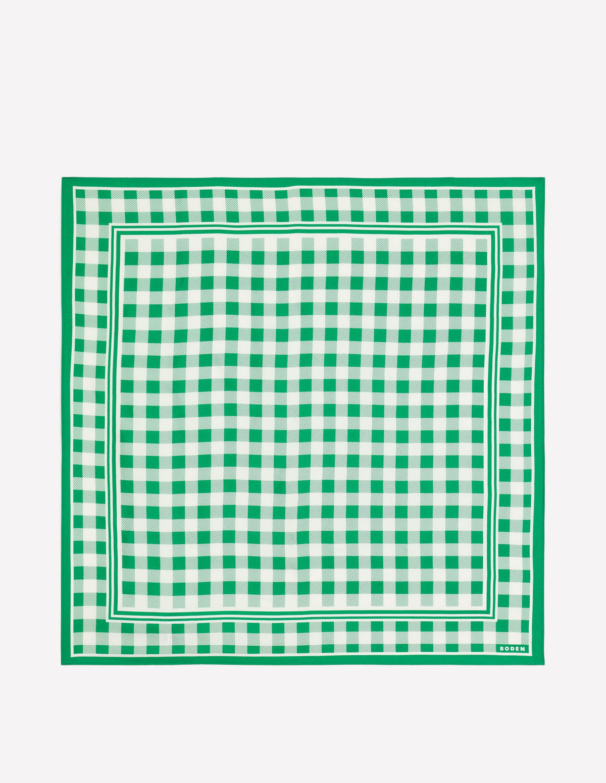 Elisabeth Silk Square Scarf-Green Gingham - Image 4
