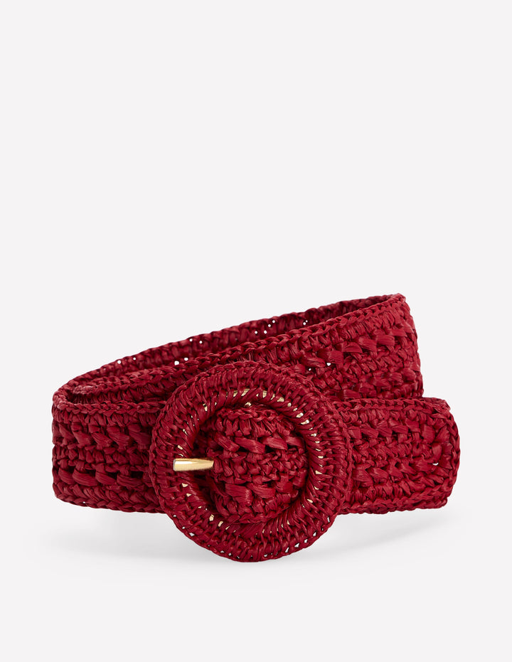 Interest Raffia Belt-Red