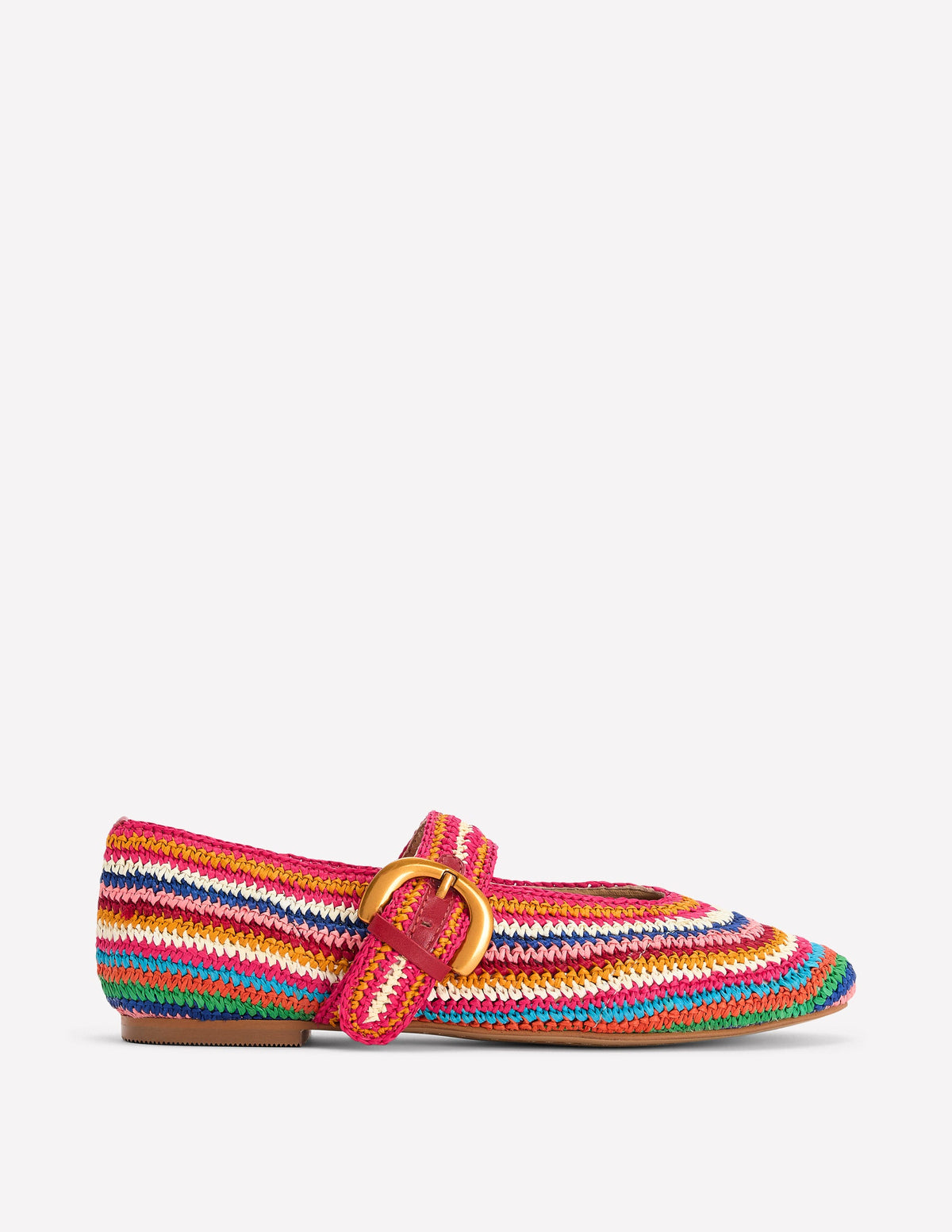 Kylie Flat Buckle Mary Janes-Multi Raffia - Image 1