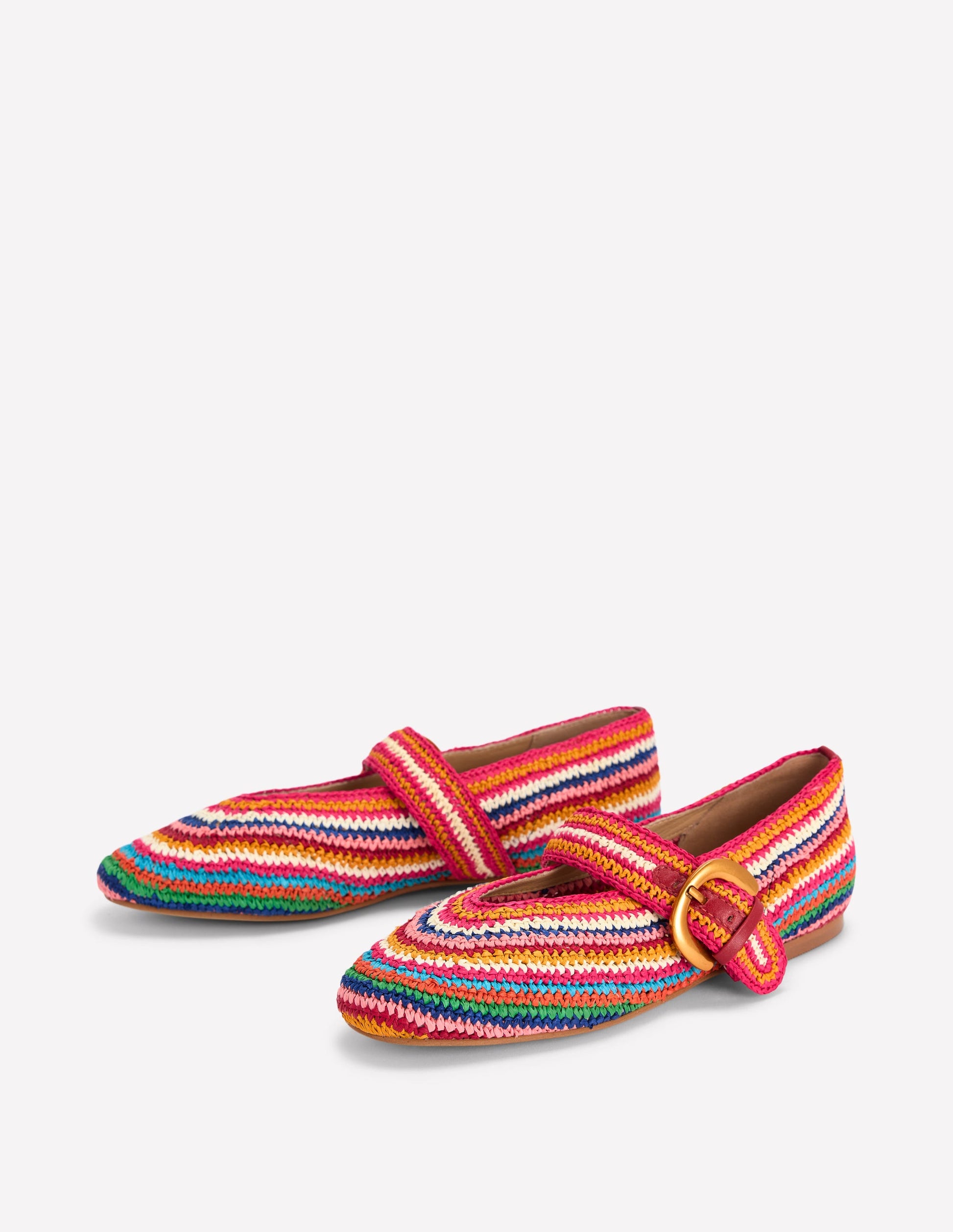 Kylie Flat Buckle Mary Janes-Multi Raffia-4