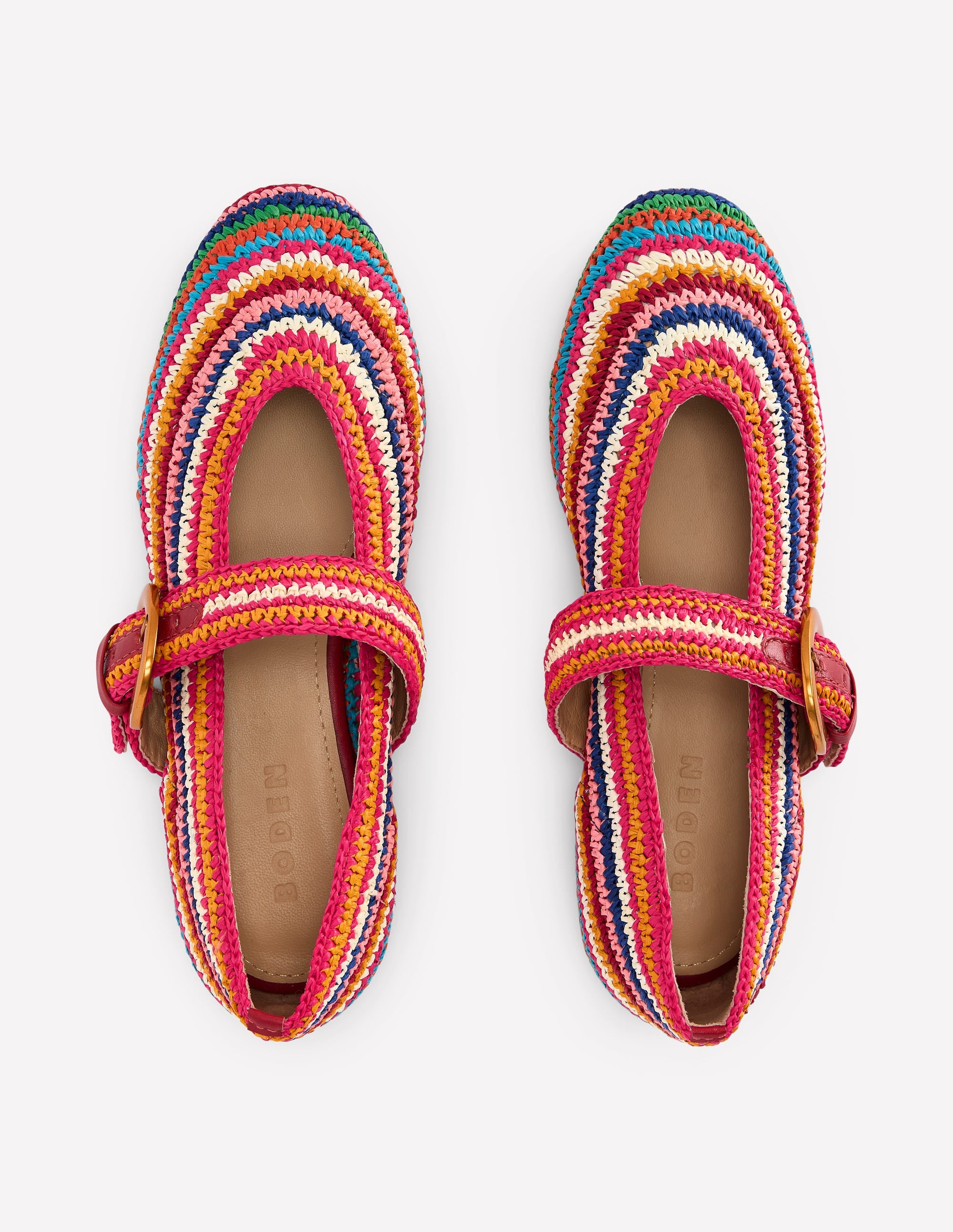 Kylie Flat Buckle Mary Janes-Multi Raffia | Boden USA
