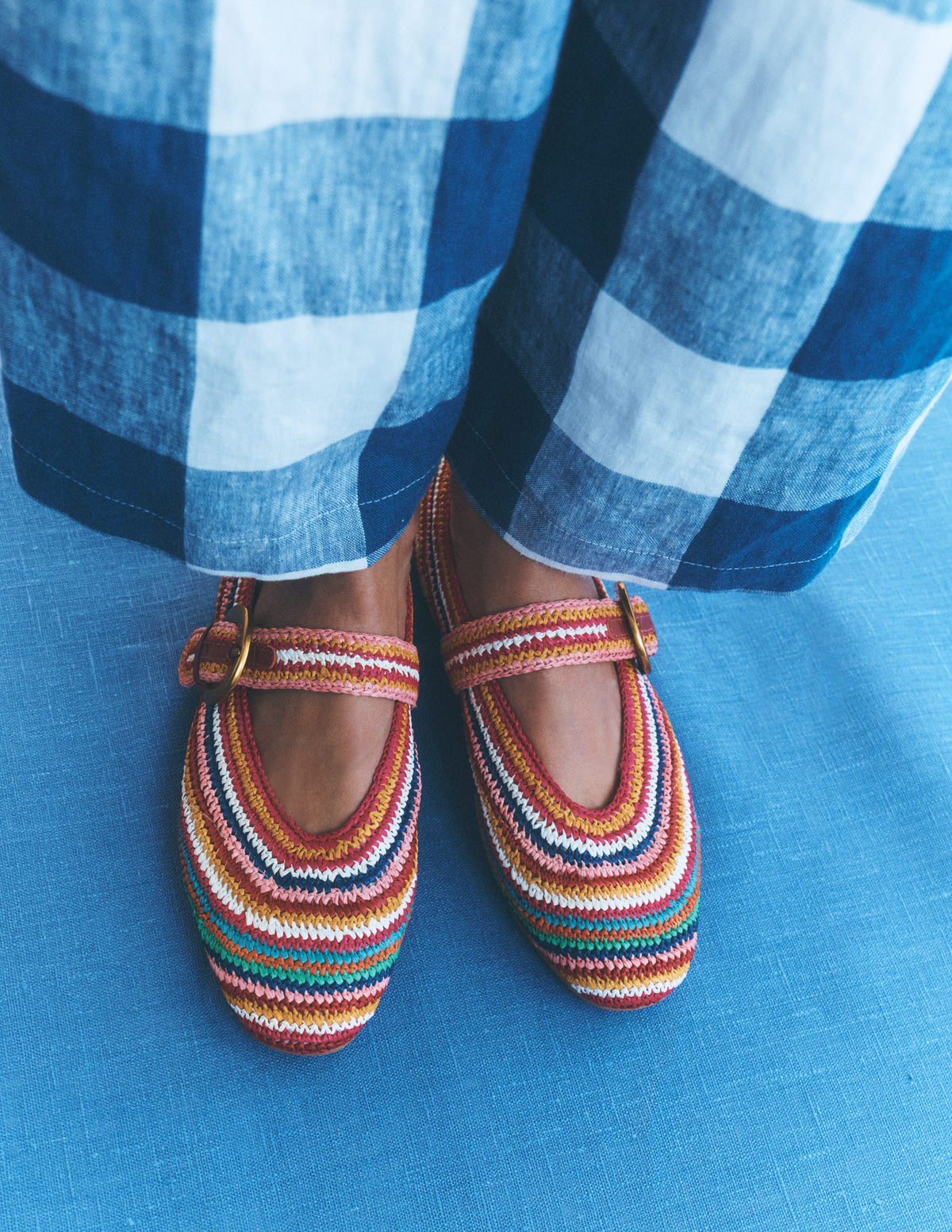 Kylie Flat Buckle Mary Janes-Multi Raffia - Image 3