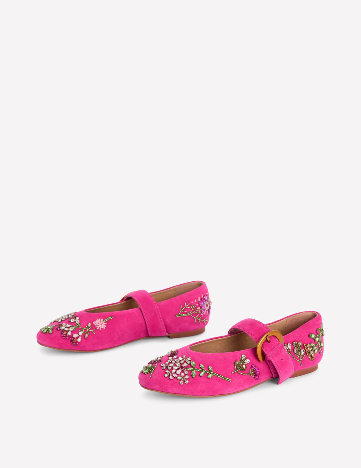 Kylie Flat Buckle Mary Janes-Embellished Pink - Image 3