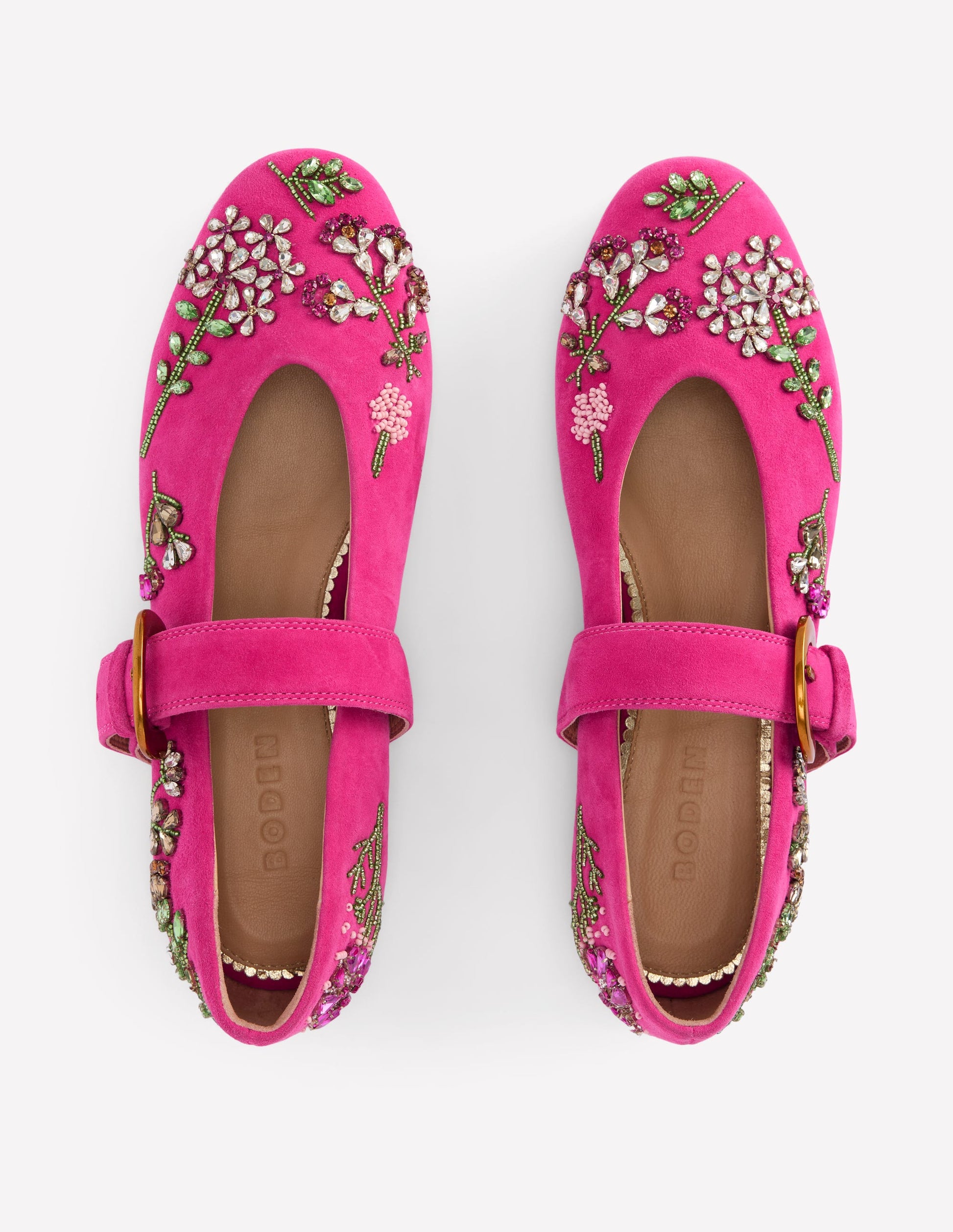 Kylie Flat Buckle Mary Janes-Embellished Pink-5
