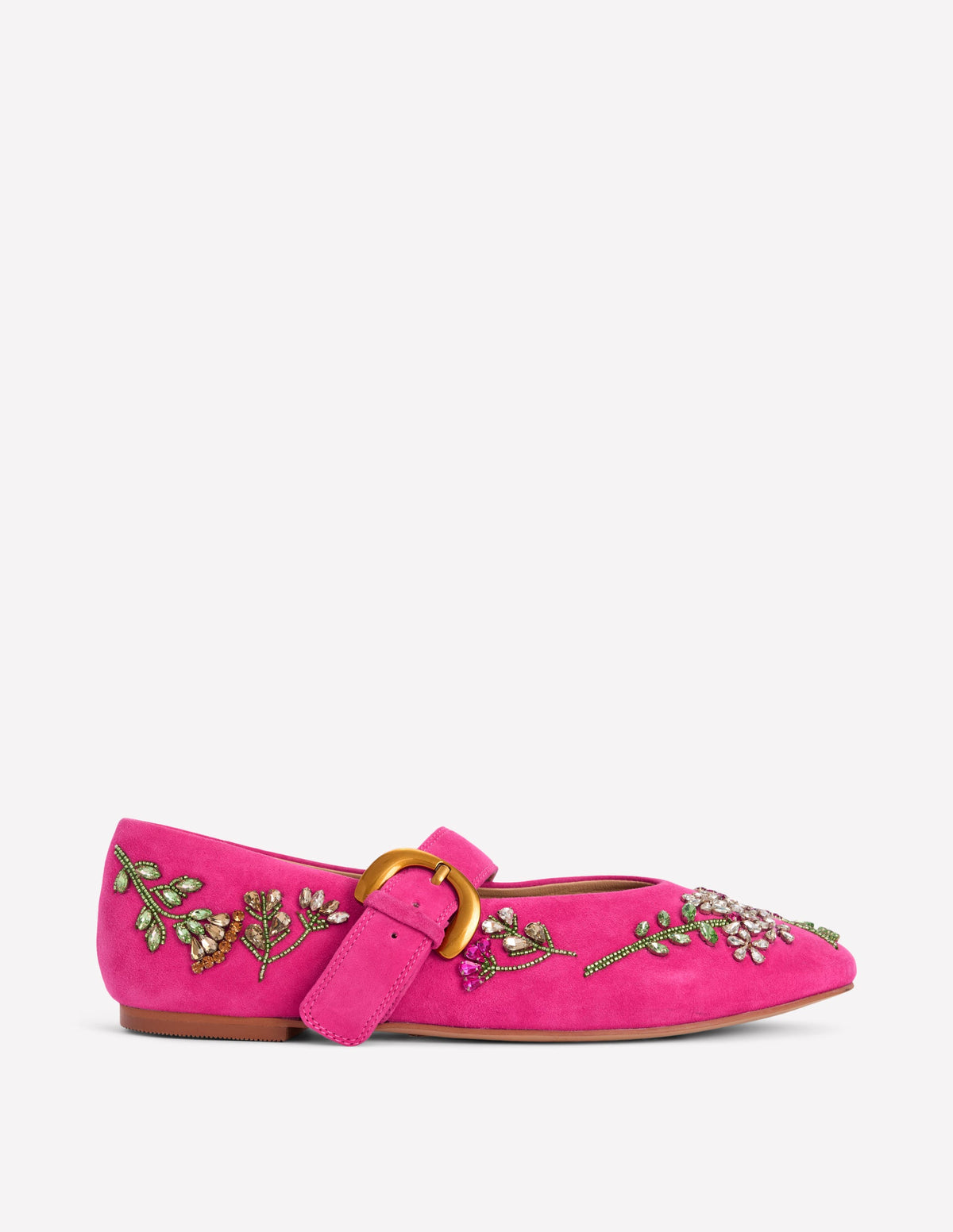 Kylie Flat Buckle Mary Janes-Embellished Pink - Image 1
