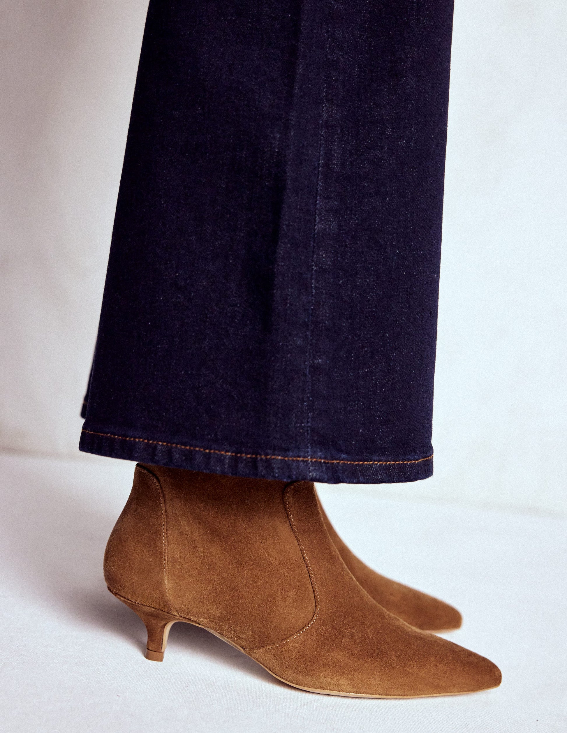 Isobel Kitten Heel Ankle Boot-Cognac Suede-3