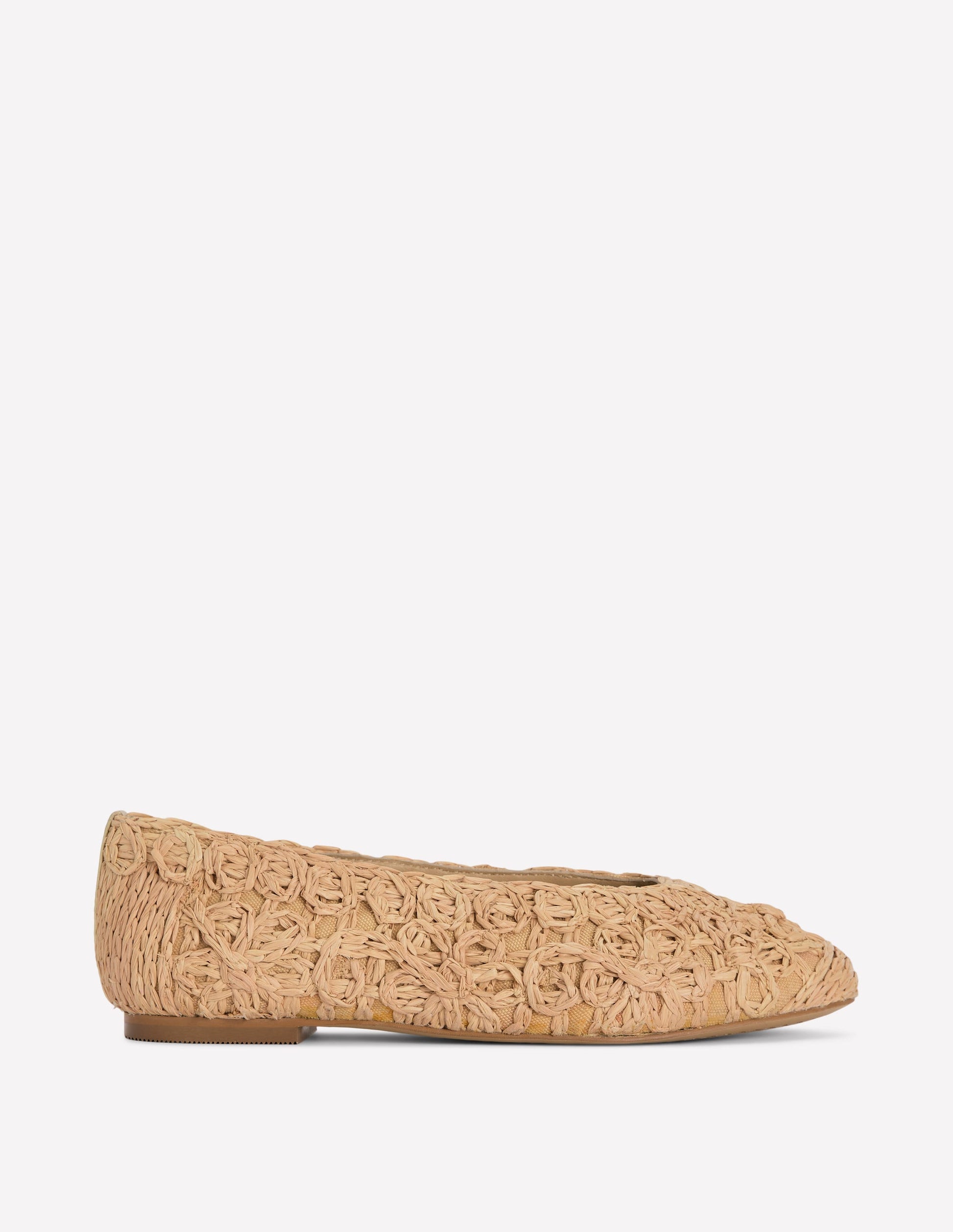High Cut Ballet Flats-Flower Raffia-1