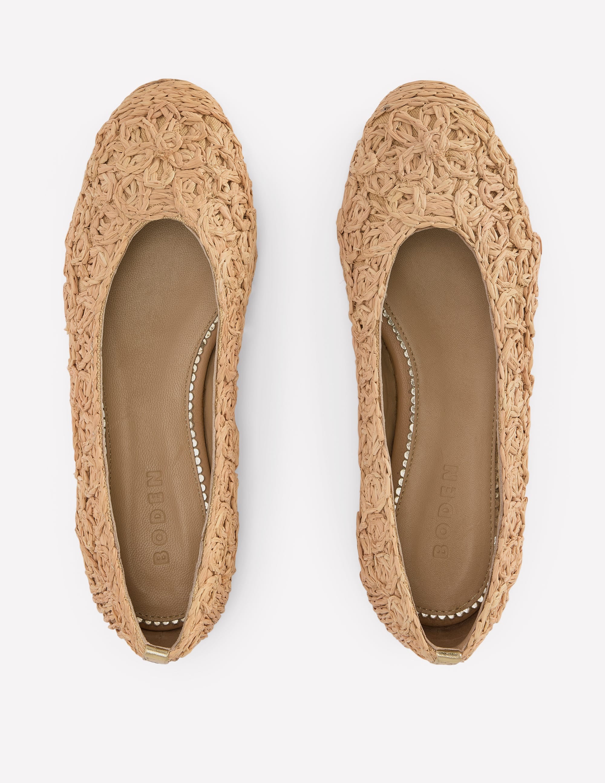 High Cut Ballet Flats - Flower Raffia | Boden USA