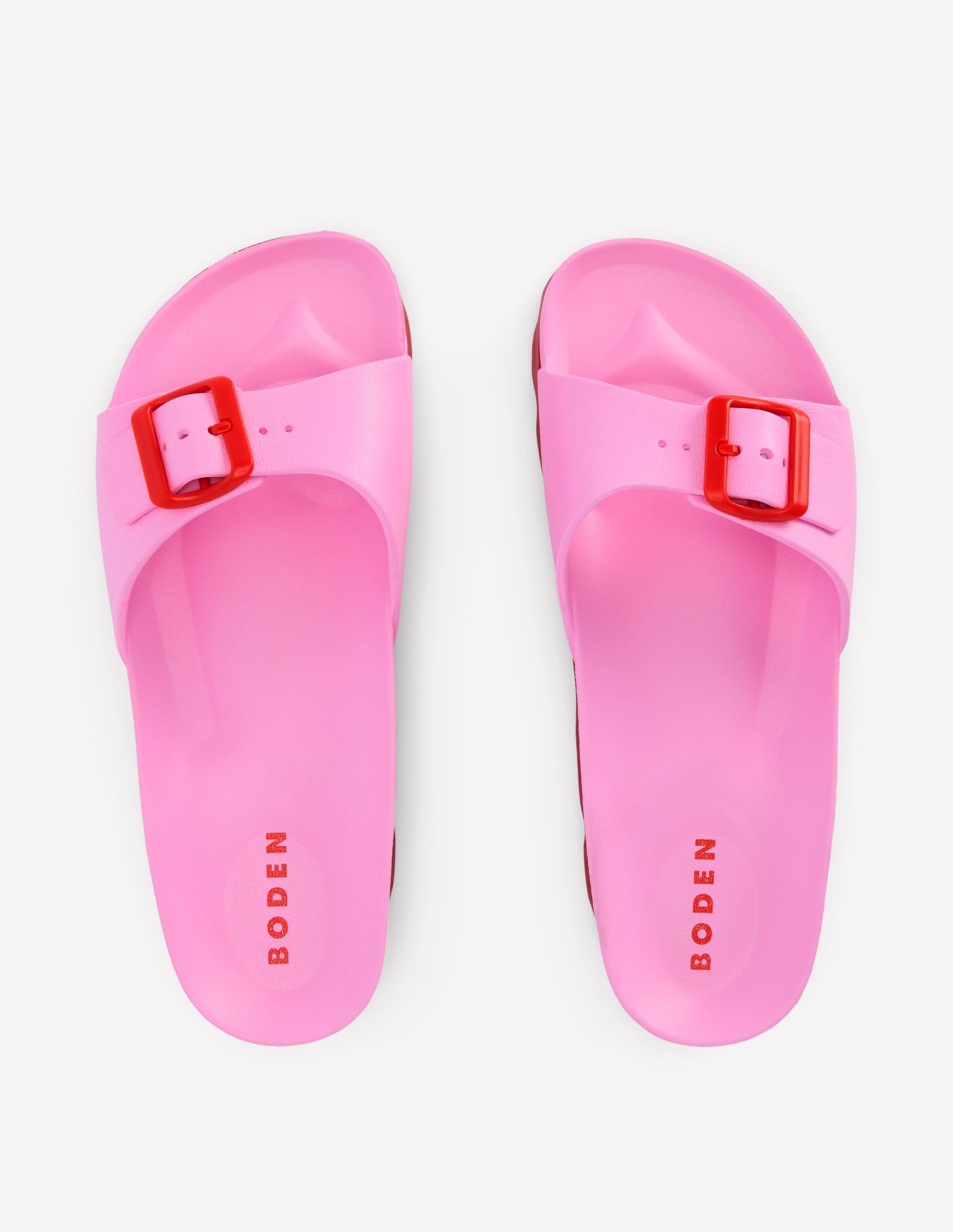 Lyla Single Buckle Sliders-Pink/Red | Boden USA