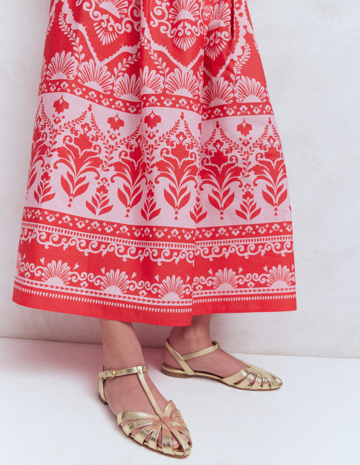 Caged Flat Sandal-Gold