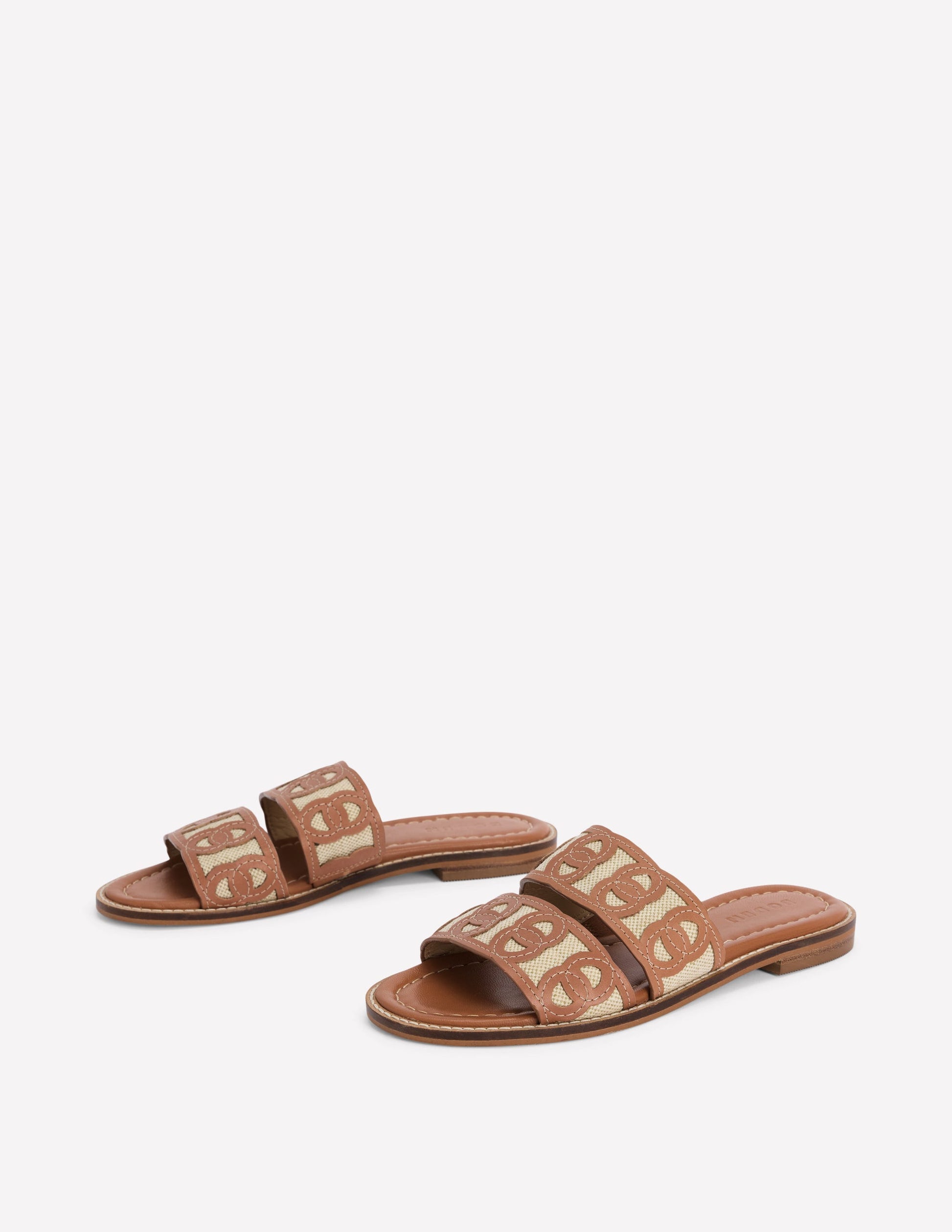 Interlocked Flat Sandal-Tan-3