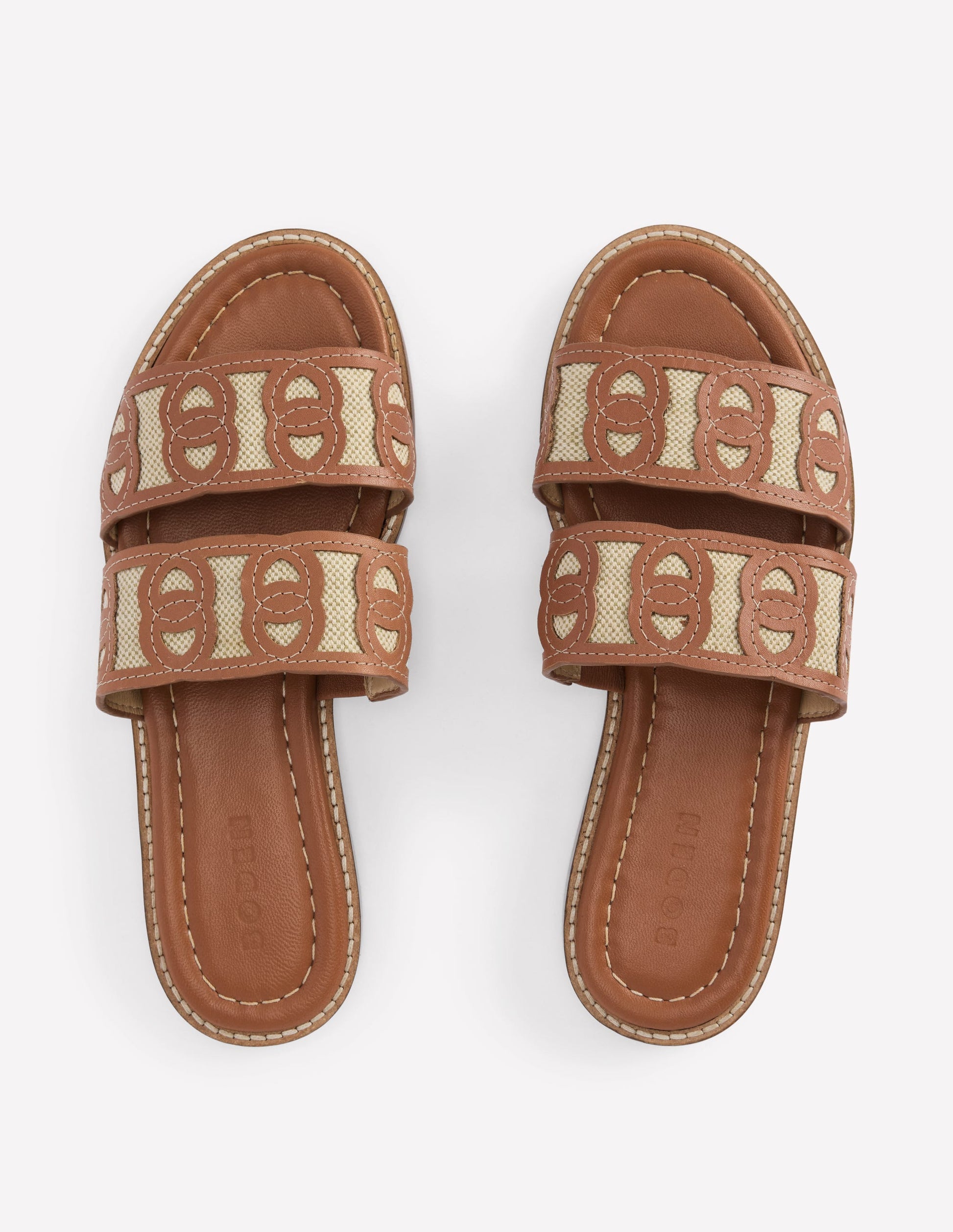 Interlocked Flat Sandal-Tan-5