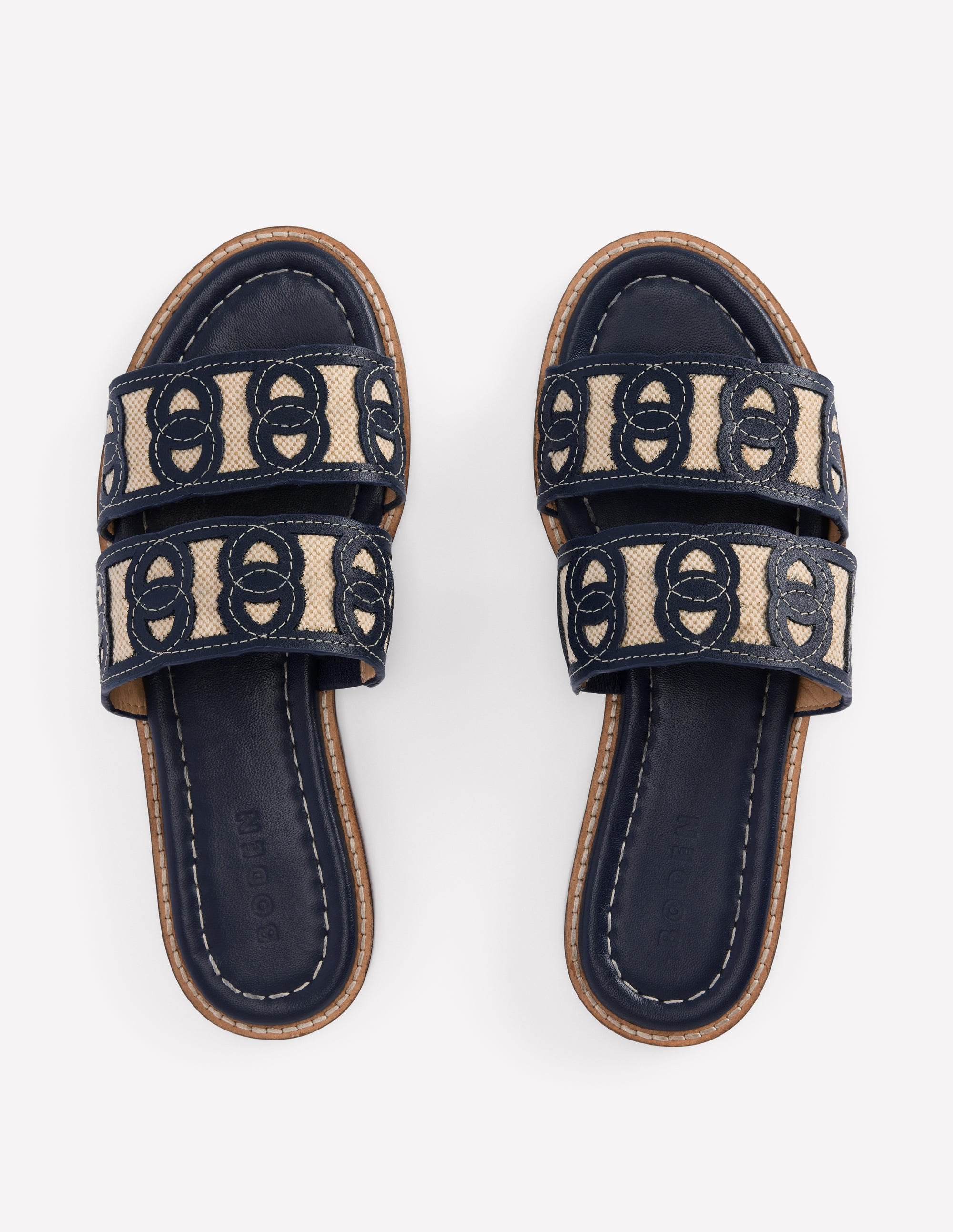 Interlocked Flat Sandal - Navy | Boden USA