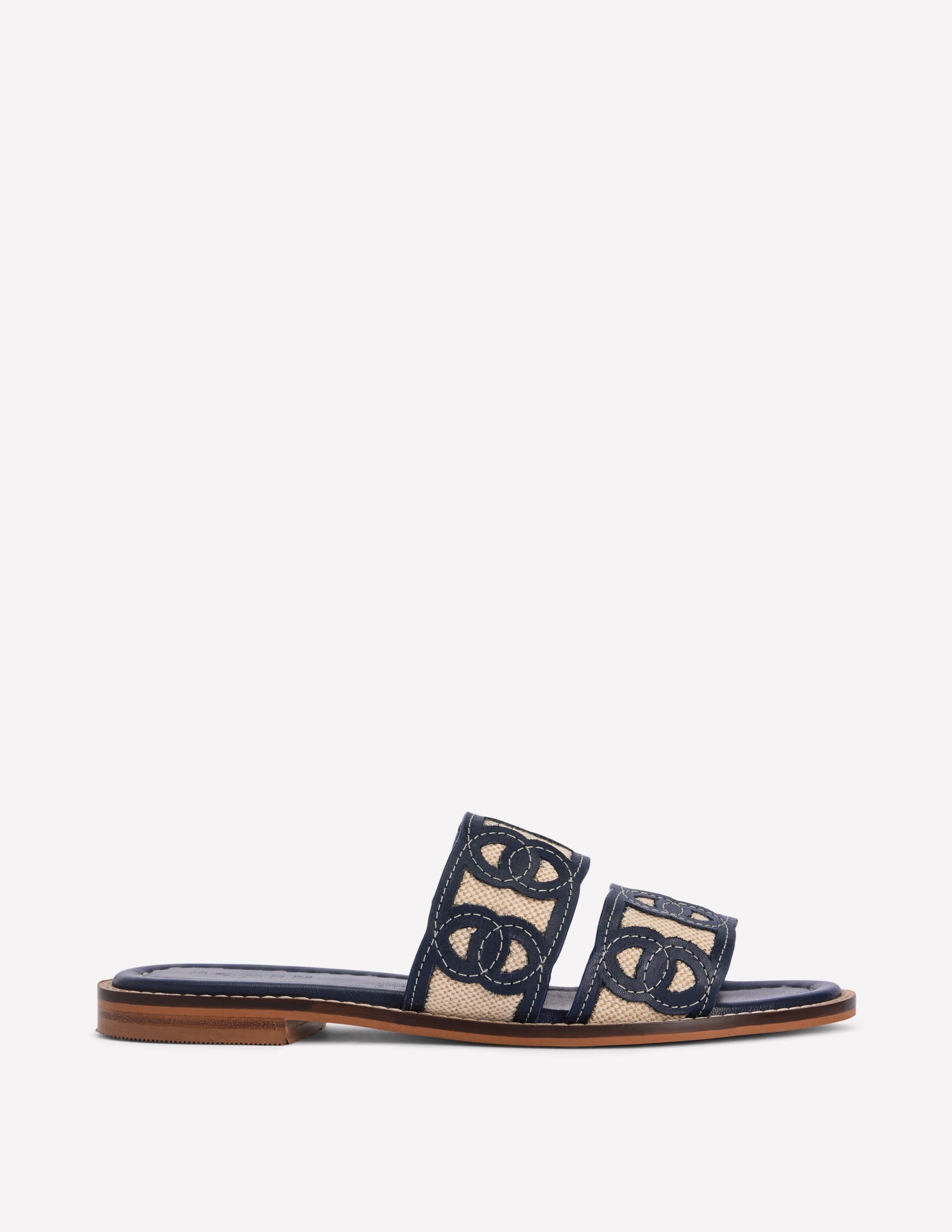 Interlocked Flat Sandal-Navy - Image 1