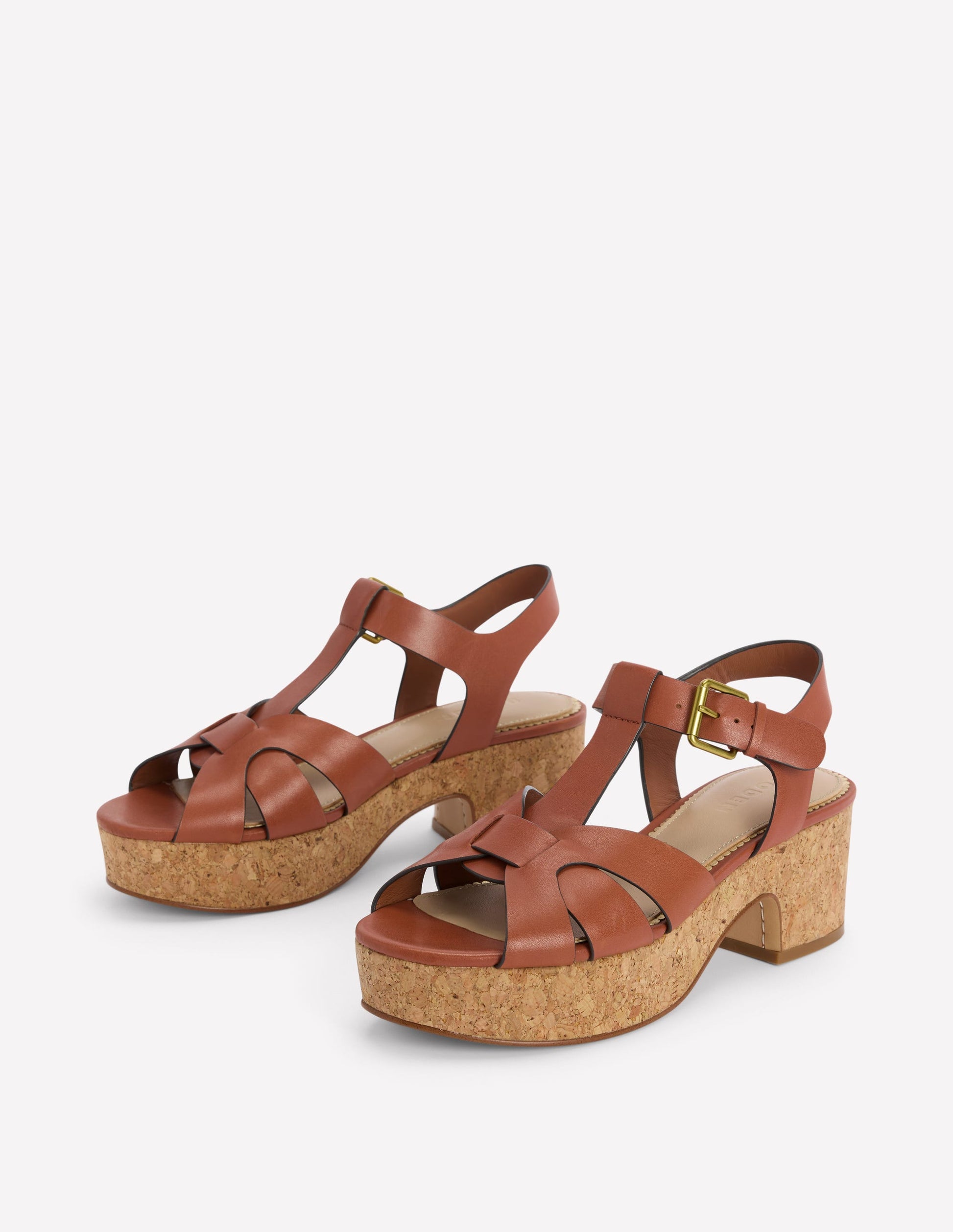 T-bar Wedge Sandals-Tan-3