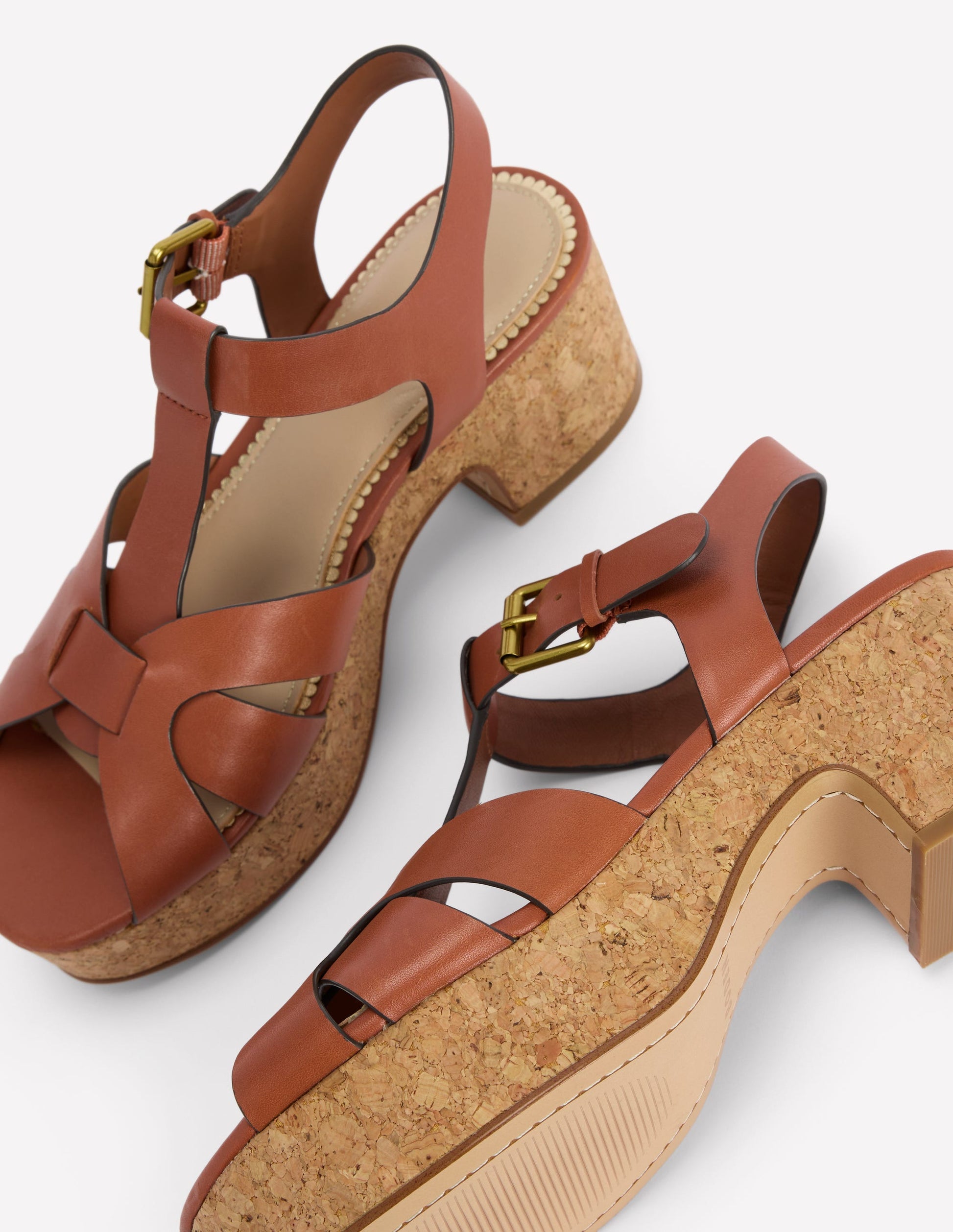 T-bar Wedge Sandals-Tan-4