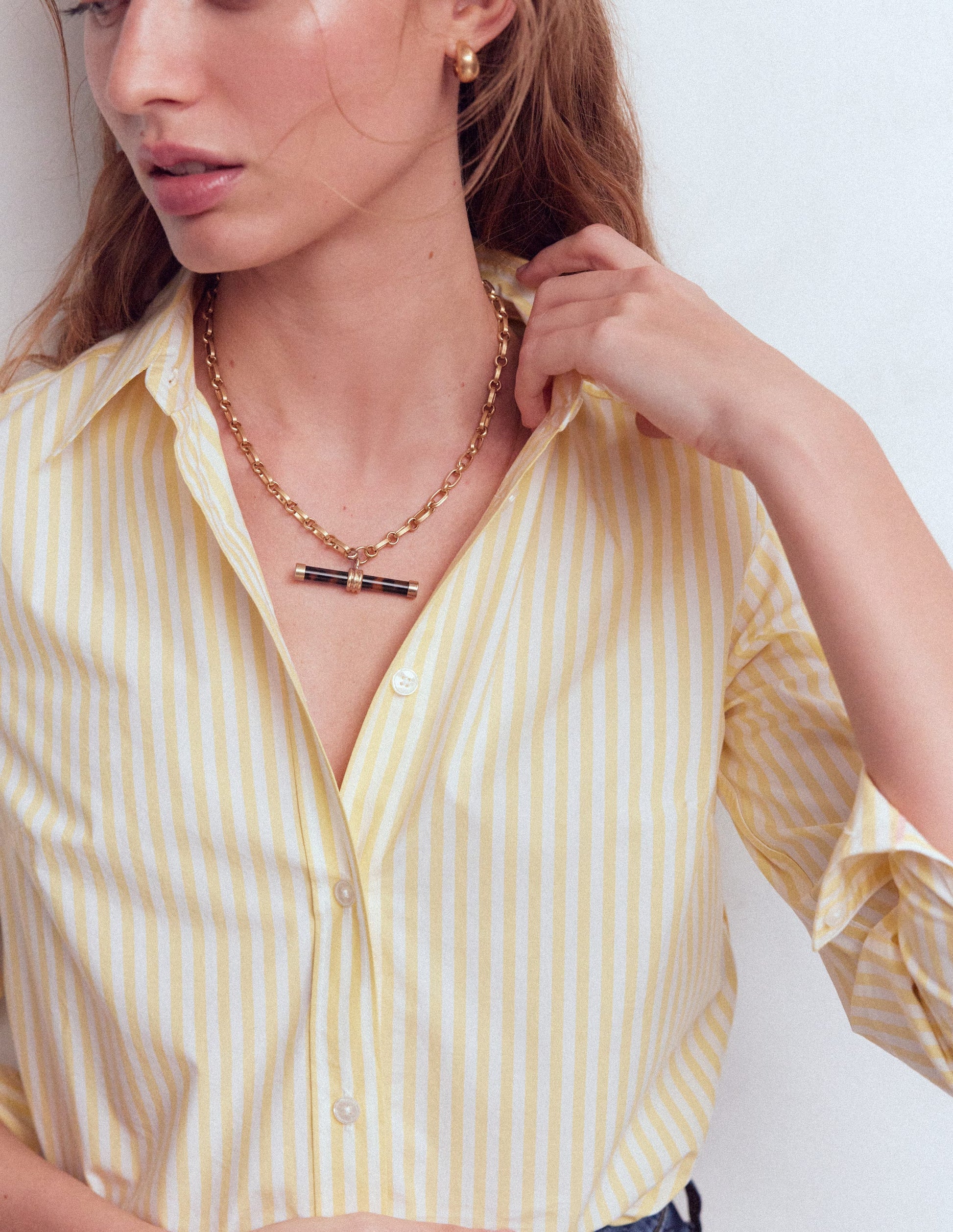 Resin Interest T-bar Necklace-Classic Tort-2