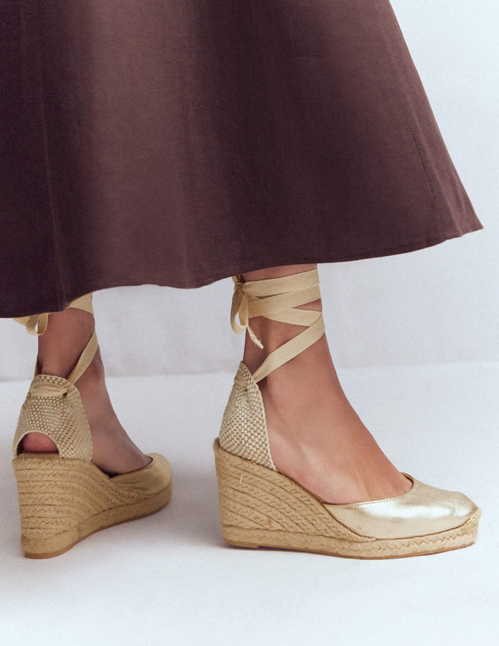 Cassie High Wedge Espadrille-Gold