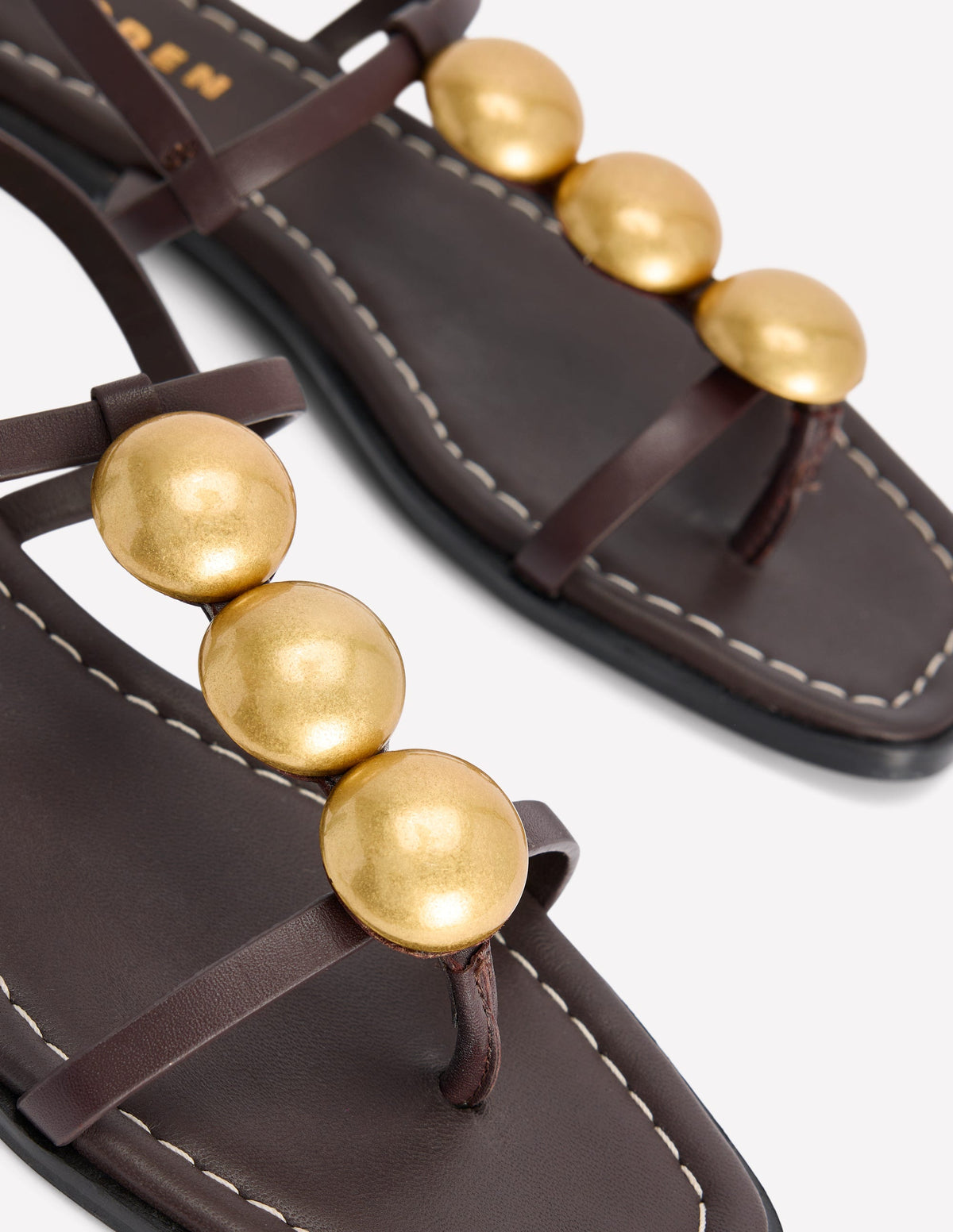 Disc Flat Sandals-Dark Chocolate - Image 4